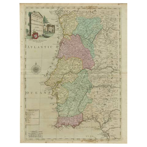 18th Century Portugal Original Antique Engraving by Bowles