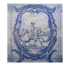 18th Century Portuguese "Azulejo " Panel "Hunting Scene"