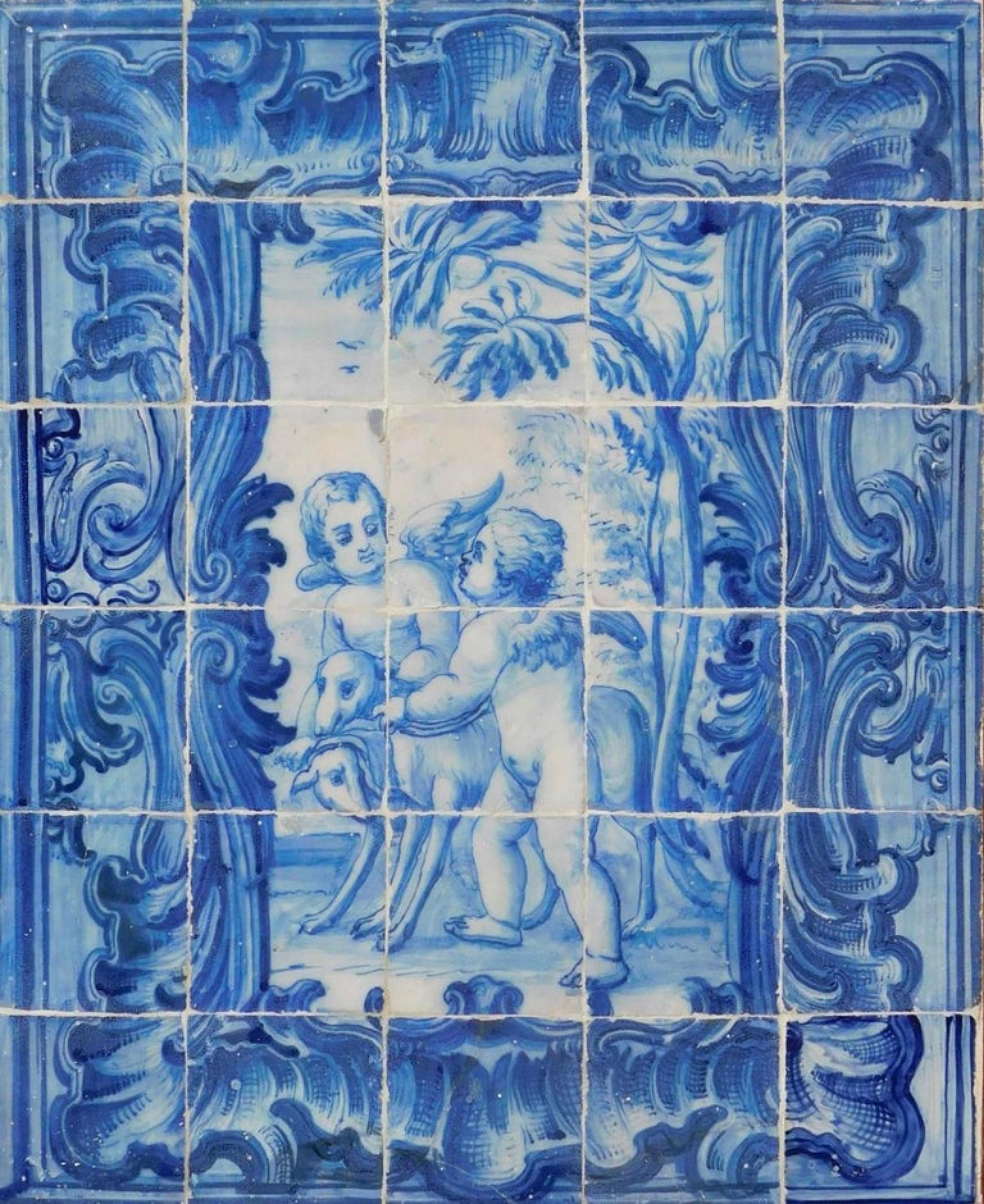 Portugiesische „ Azulejos“-Engel aus dem 18. Jahrhundert (Barock) im Angebot