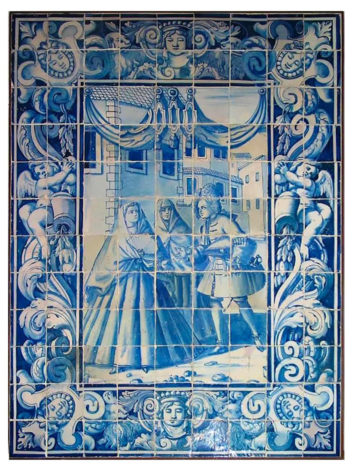 Portugiesische „ Azulejos“-Stadtlandschaft aus dem 18. Jahrhundert (Handgefertigt) im Angebot