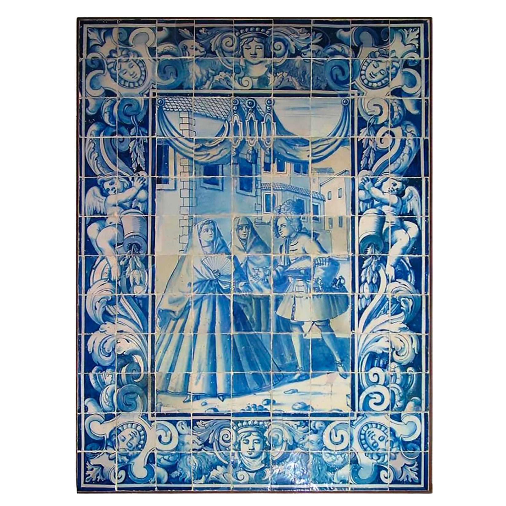 Portugiesische „ Azulejos“-Stadtlandschaft aus dem 18. Jahrhundert