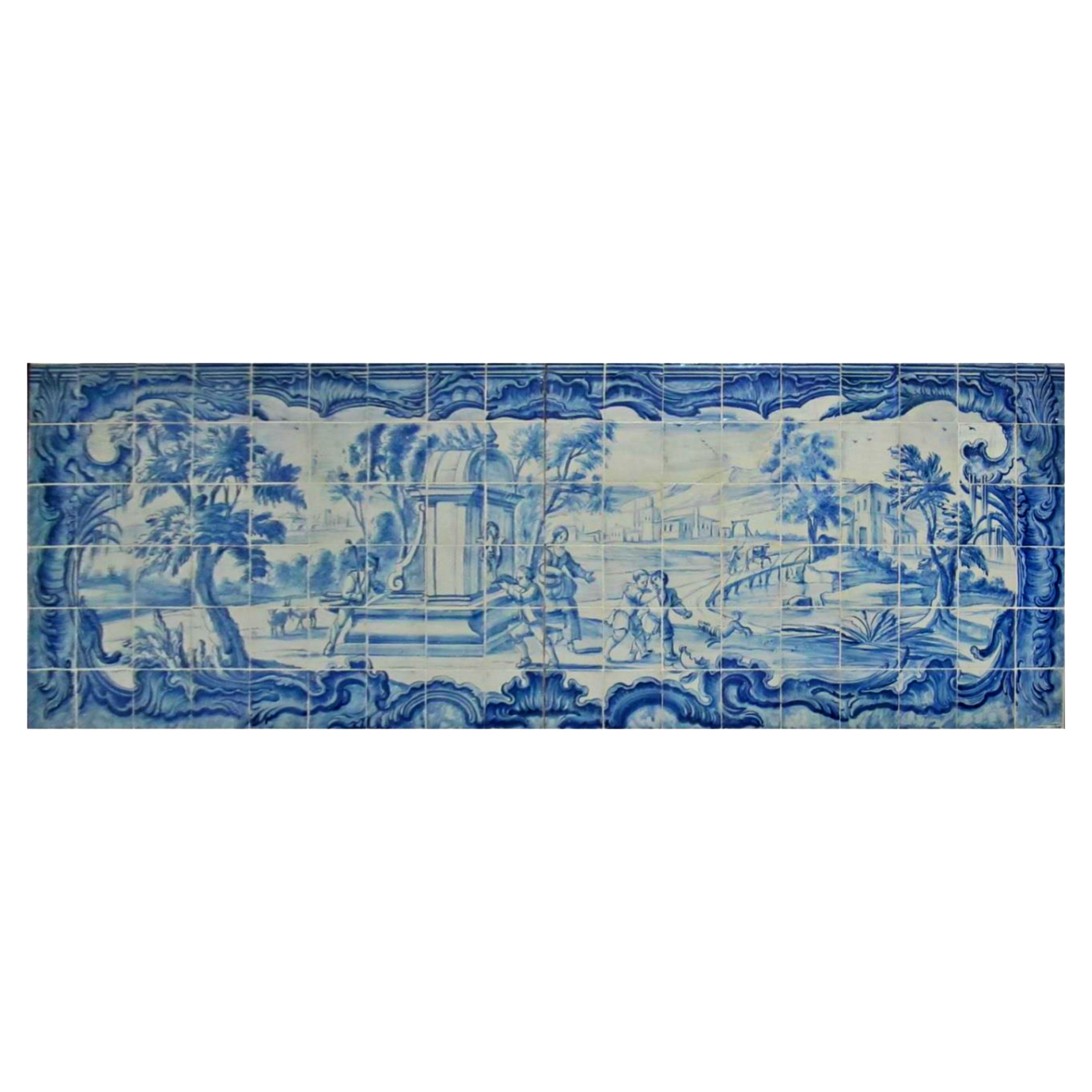 18th Century Portuguese "Azulejos" Countryside" For Sale
