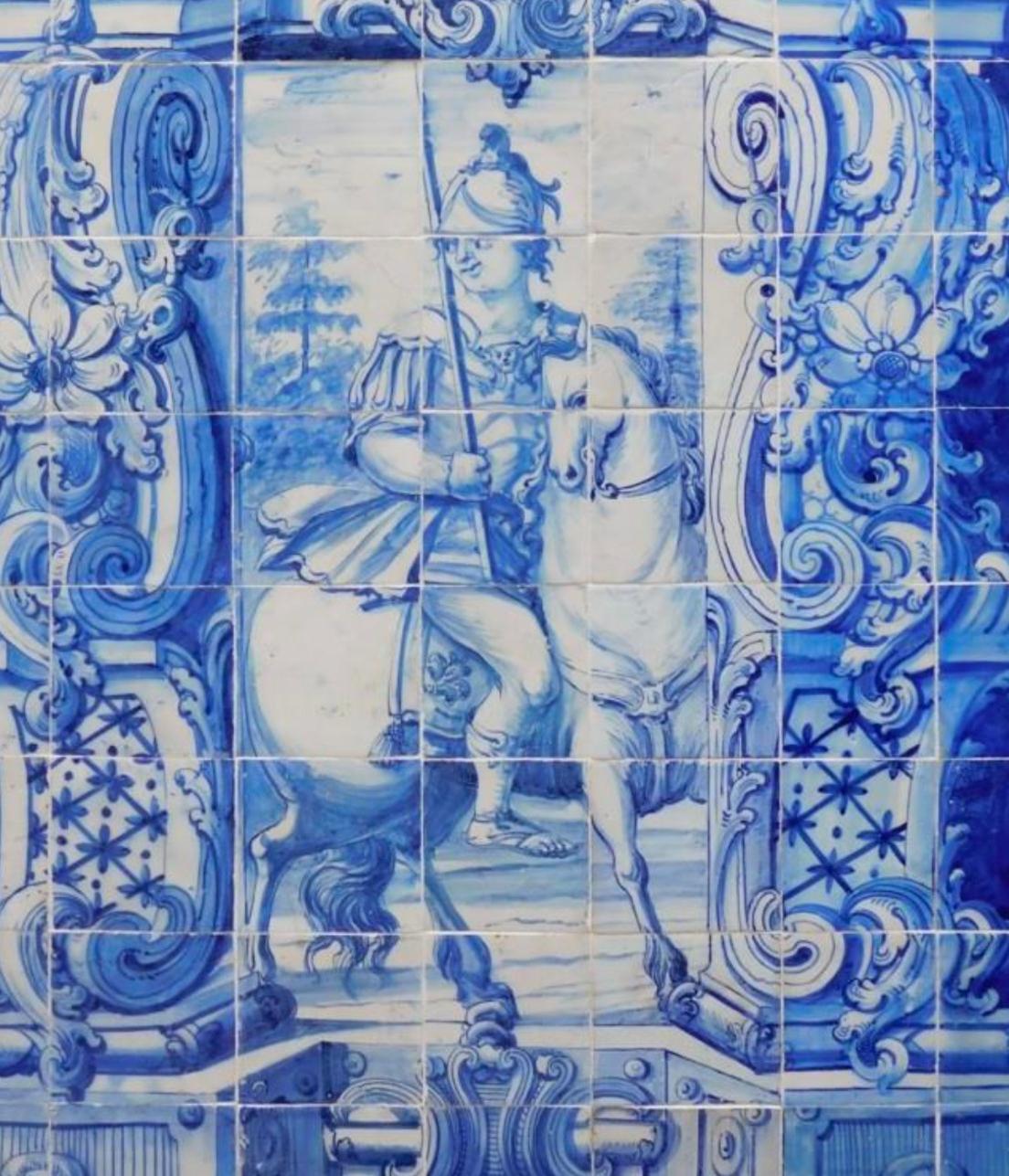 Portugais Chevalier « Azulejos » portugais du 18ème siècle en vente