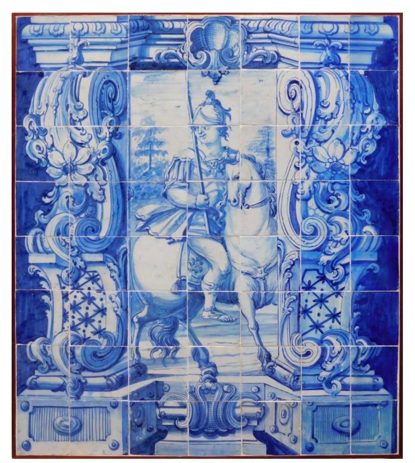 Fait main Chevalier « Azulejos » portugais du 18ème siècle en vente