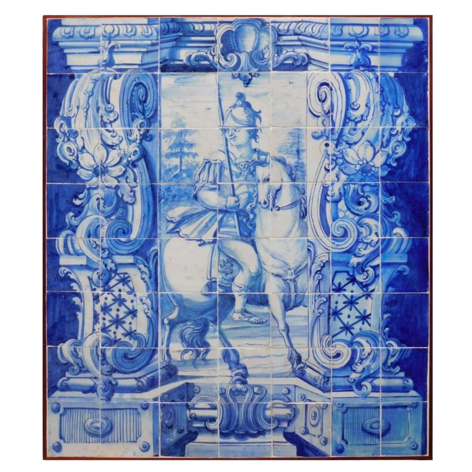 18th Century Portuguese "Azulejos" Knight "Vase" For Sale
