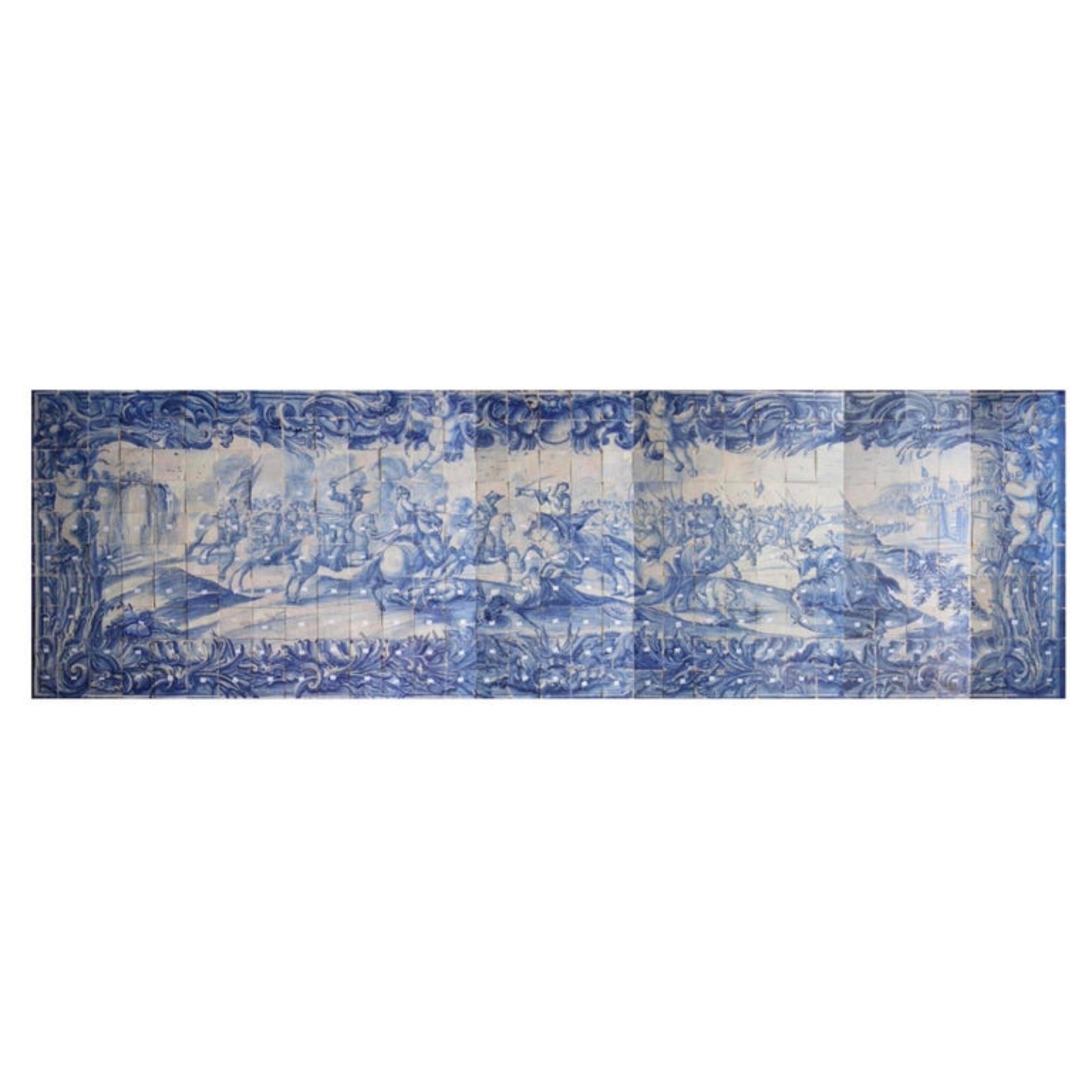 Portugiesische „ Azulejos“-Tafel „Battleszene“ aus dem 18. Jahrhundert im Zustand „Gut“ im Angebot in Madrid, ES