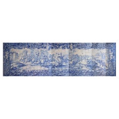 Portugiesische „ Azulejos“-Tafel „Battleszene“ aus dem 18. Jahrhundert