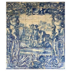 Pannello "Azulejos" portoghese del XVIII secolo "Scena di battaglia