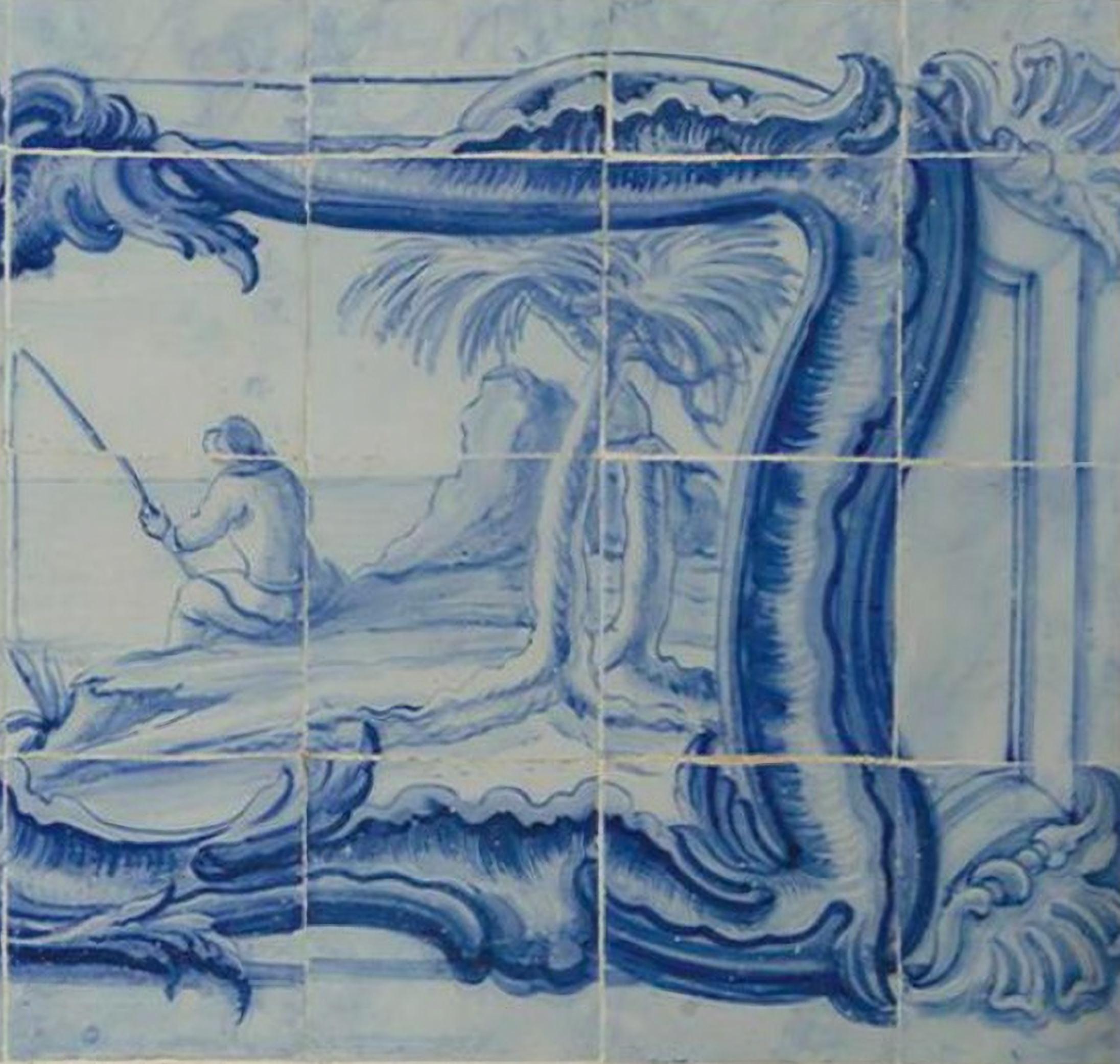 Portugiesische „“ Azulejos „“-Tafel „“ Landschaftsszene“ aus dem 18. Jahrhundert (Barock) im Angebot
