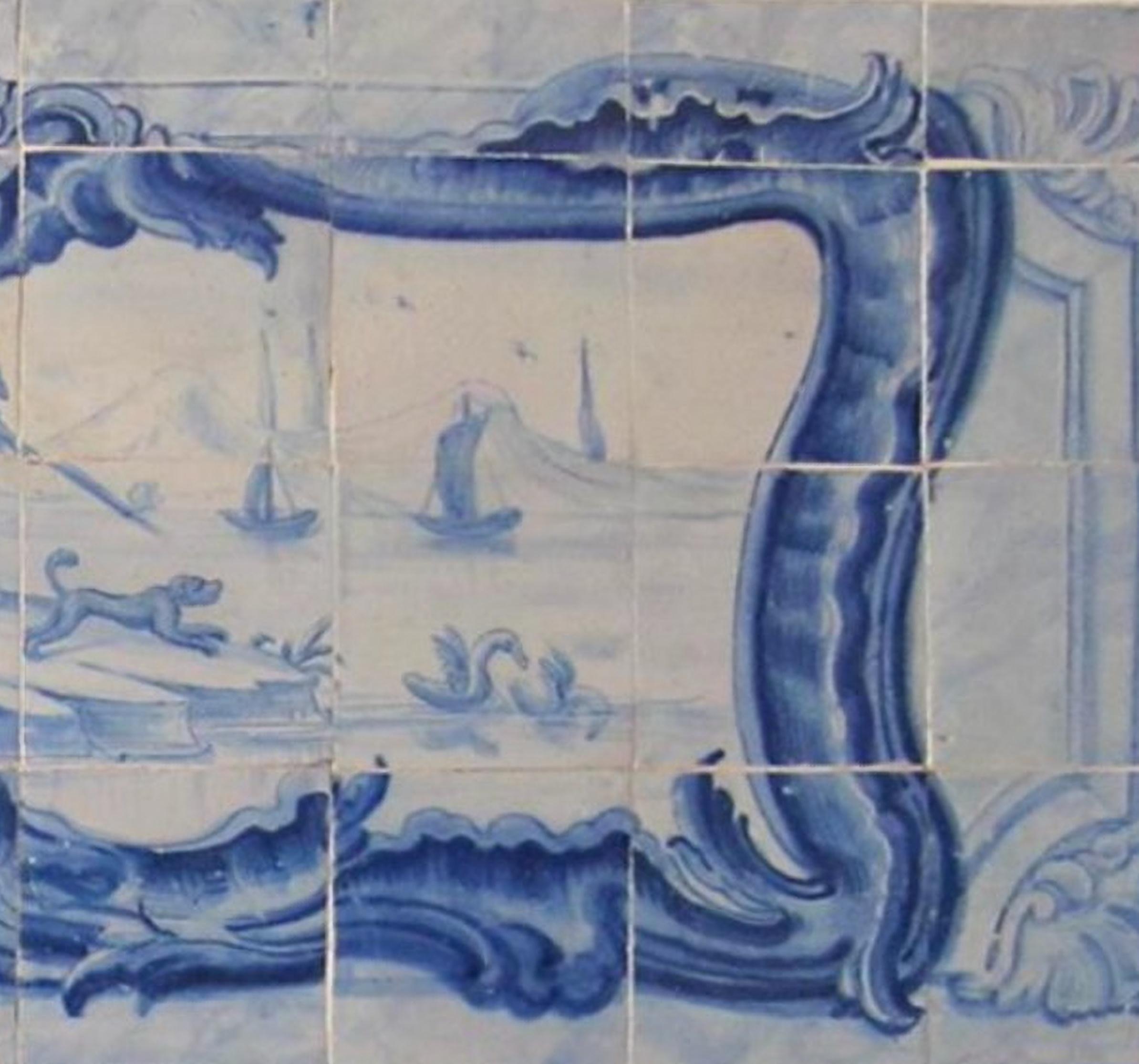 Portugiesische „“ Azulejos „“-Tafel „“ Landschaftsszene“ aus dem 18. Jahrhundert (Barock) im Angebot