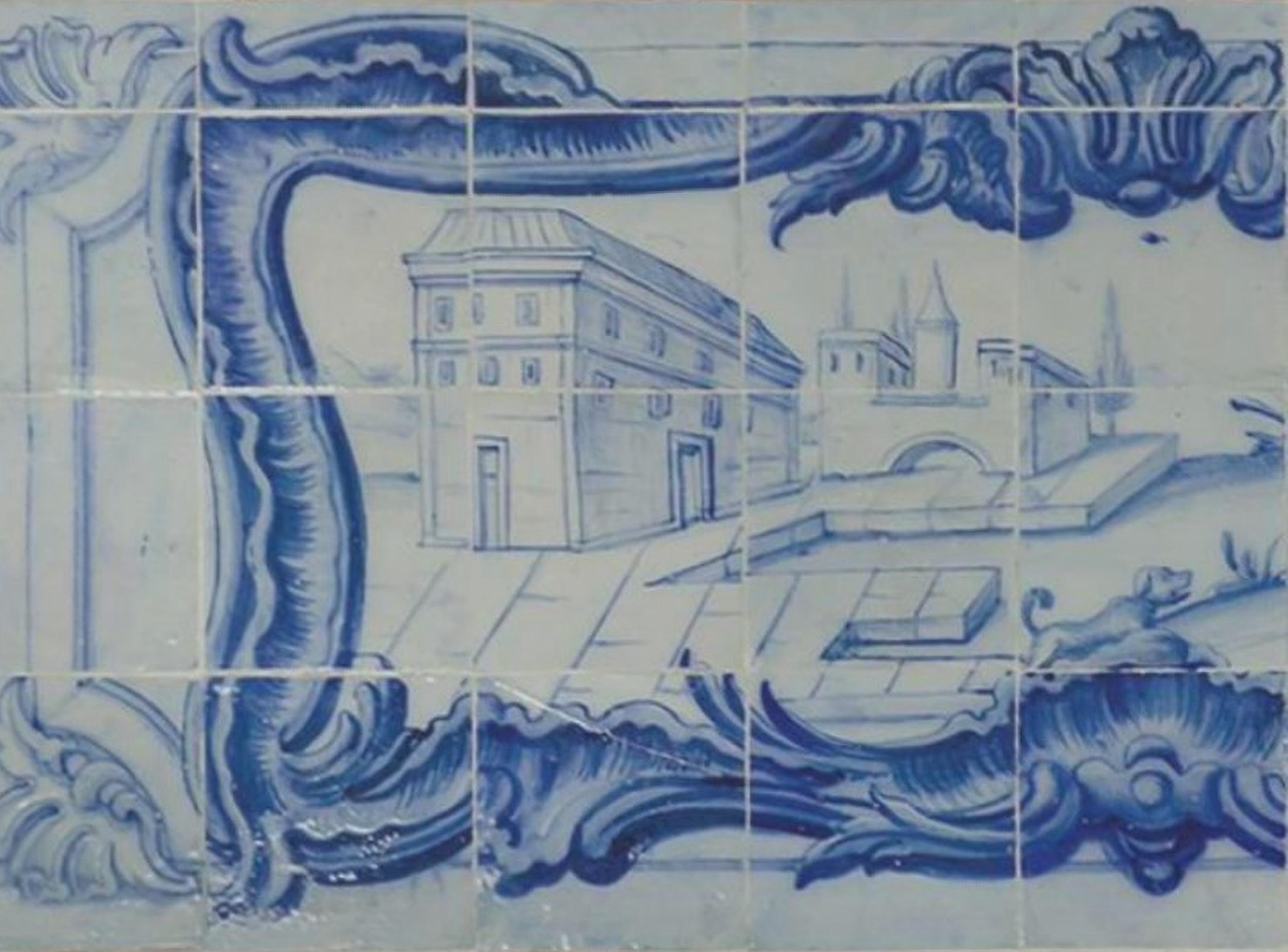 Portugiesische „ Azulejos“-Tafel „Landschaftssssssszene“ aus dem 18. Jahrhundert (Handgefertigt) im Angebot