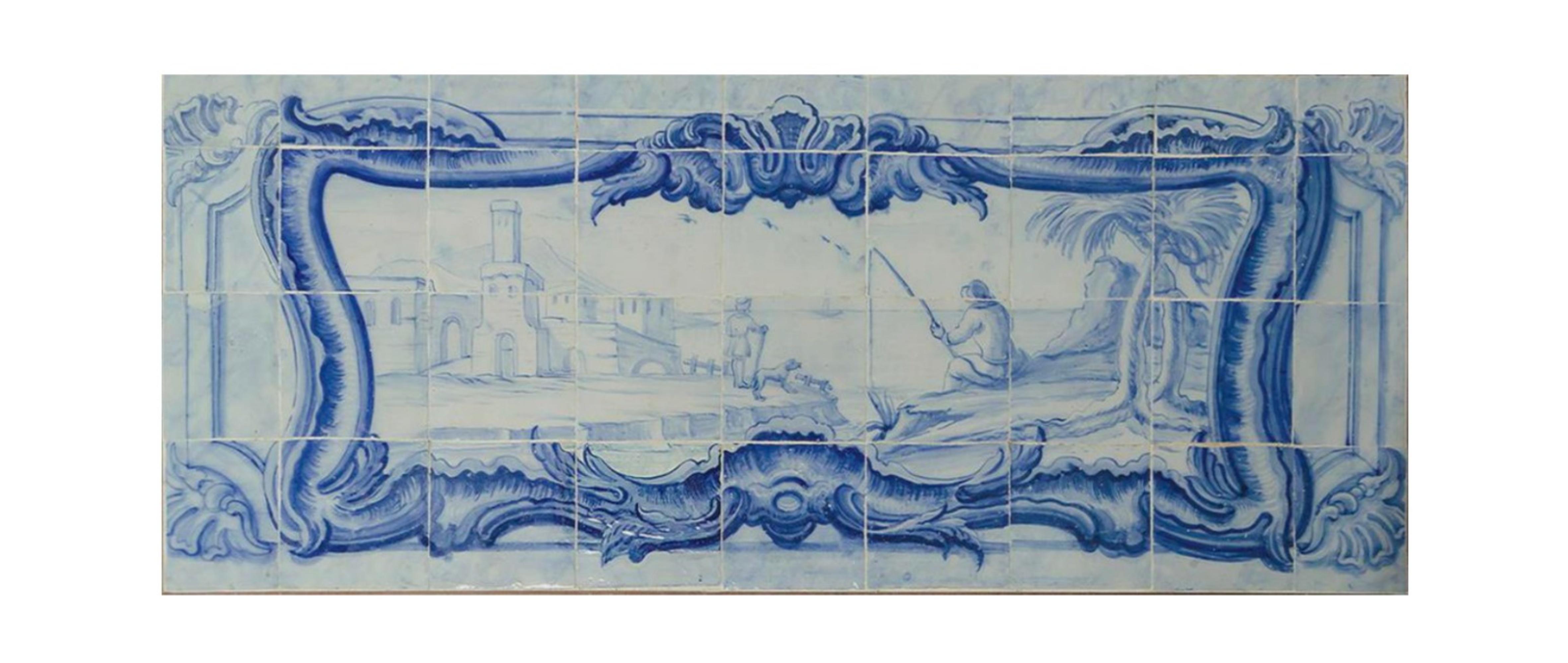 Portugiesische „“ Azulejos „“-Tafel „“ Landschaftsszene“ aus dem 18. Jahrhundert im Zustand „Gut“ im Angebot in Madrid, ES