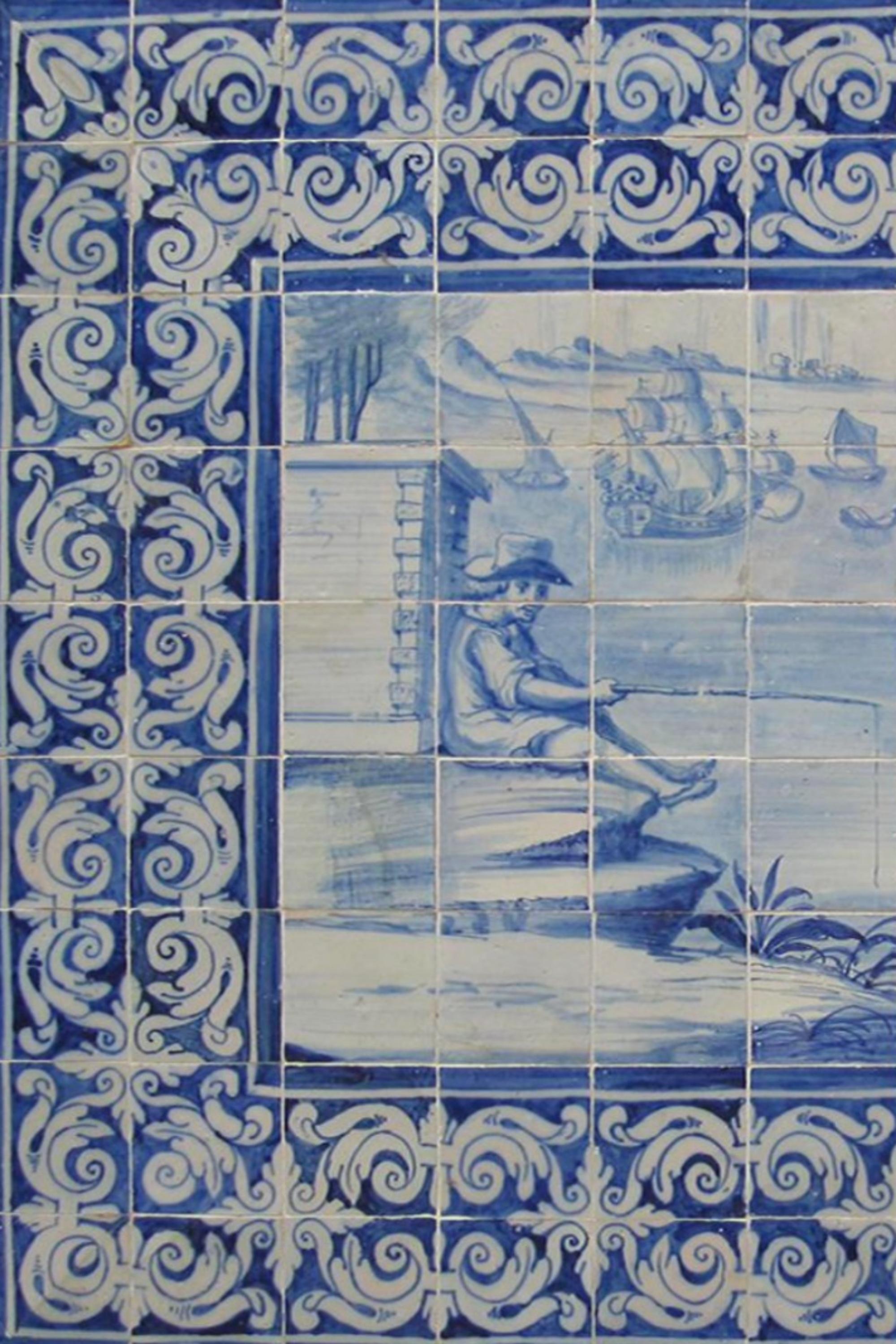 Baroque Panneau portugais du 18ème siècle « Azulejos » « Scène de campagne » en vente