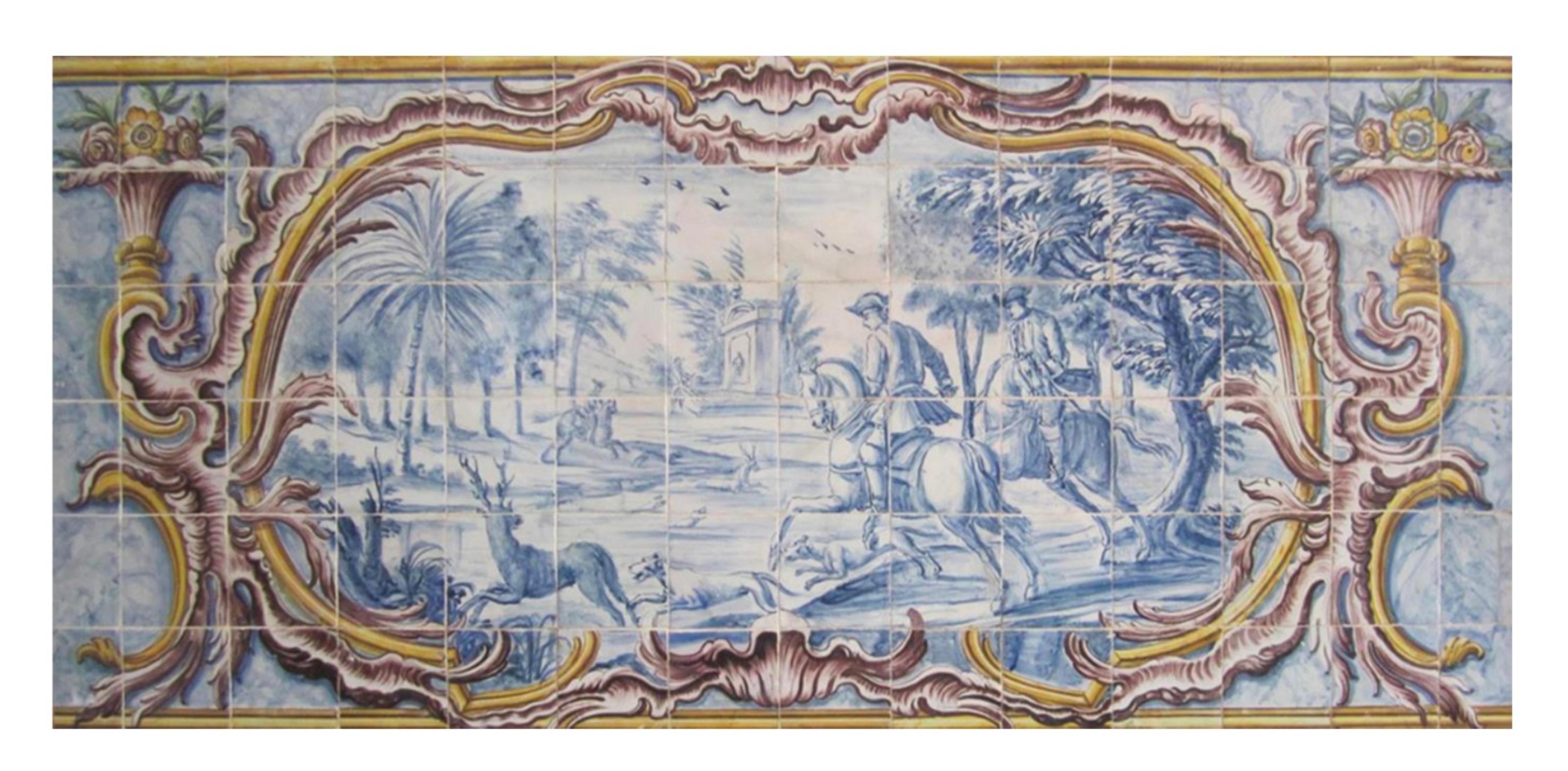 Portugais Panneau portugais du 18ème siècle « Azulejos » « Scène de campagne » en vente