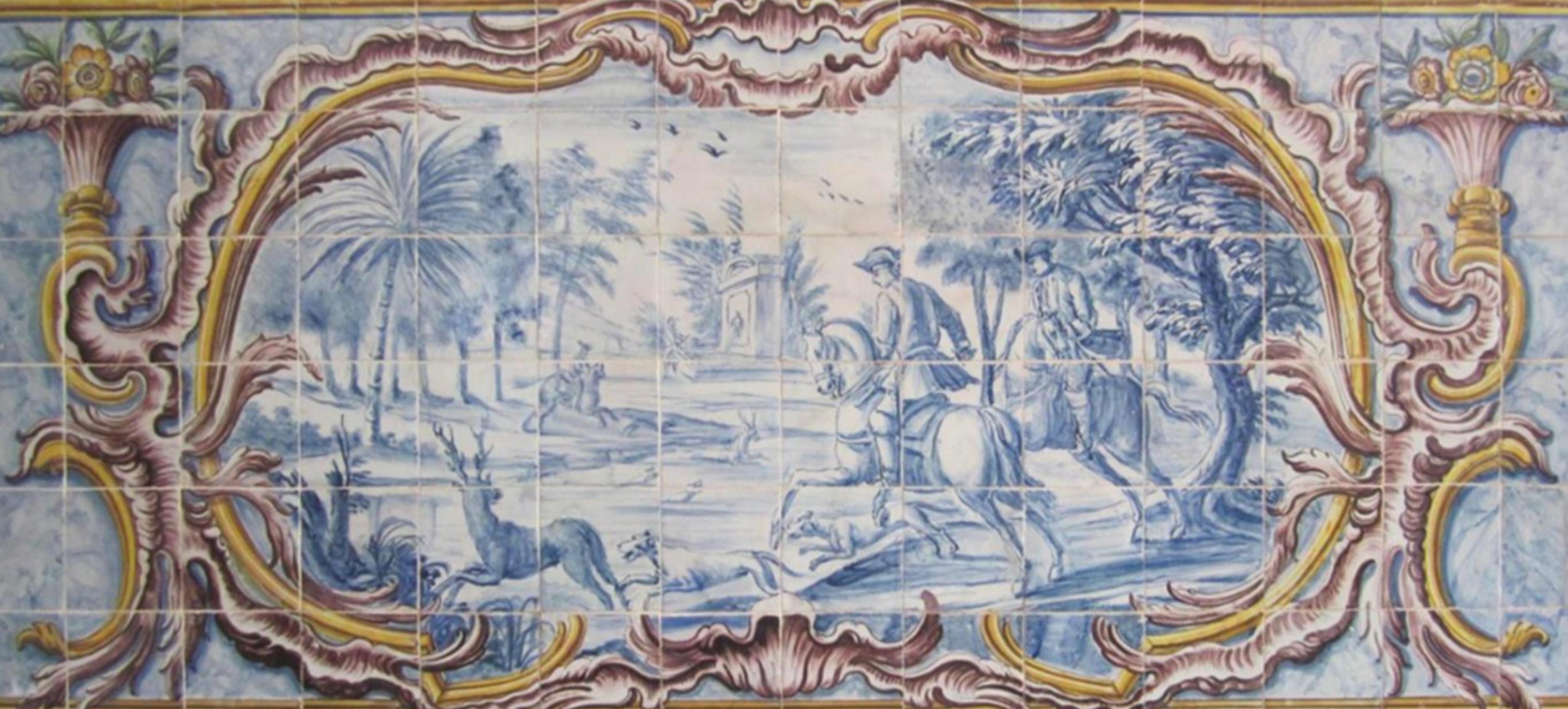 Portugiesische „ Azulejos“-Tafel „Landschaftssssszene“ aus dem 18. Jahrhundert im Zustand „Gut“ im Angebot in Madrid, ES