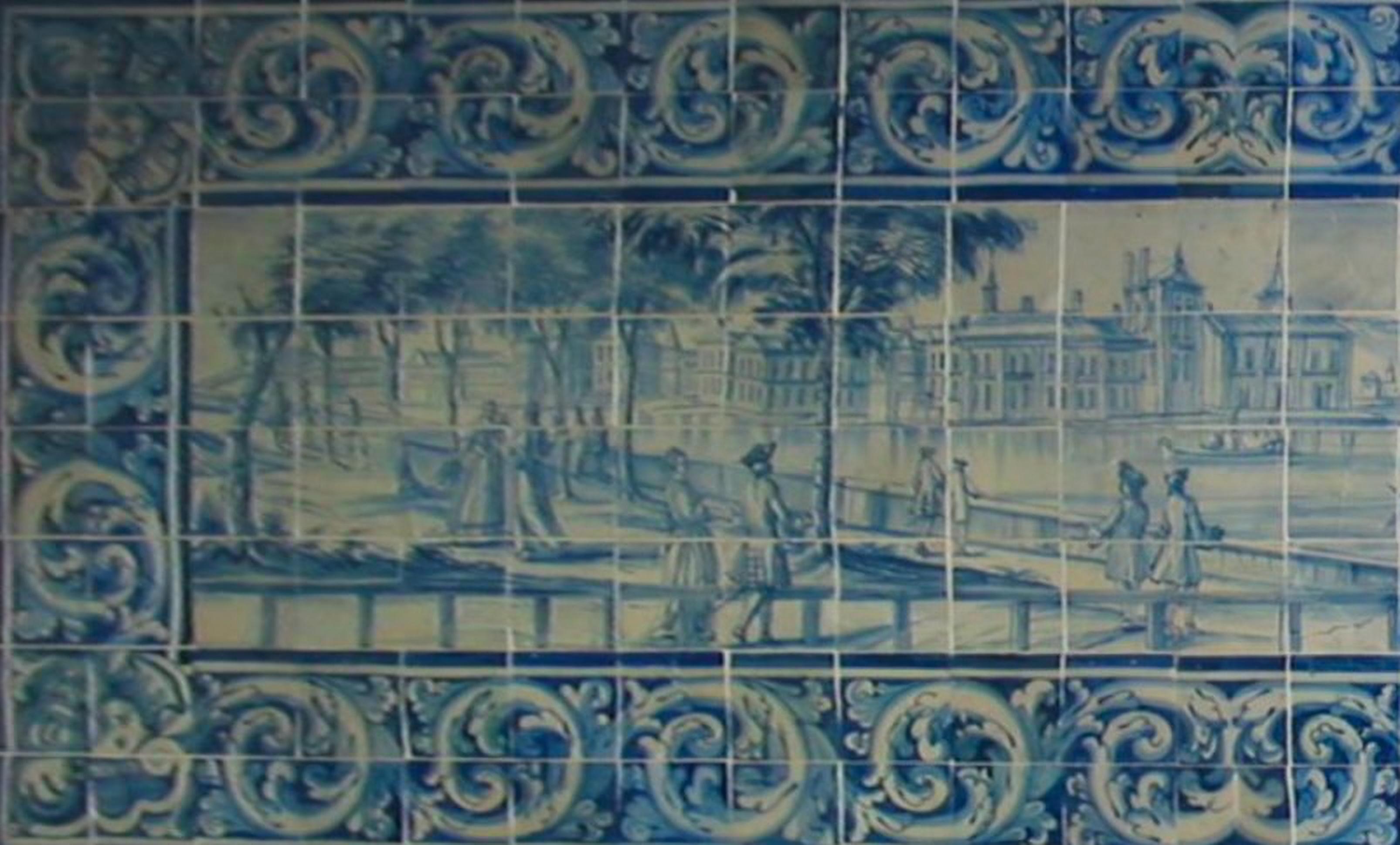 Portugiesische „ Azulejos“-Tafel „Landschaftssssssszene“ aus dem 18. Jahrhundert (Barock) im Angebot