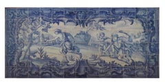 18th Century Portuguese " Azulejos " Panel "Countryside Scene"