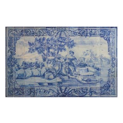 18th Century Portuguese " Azulejos " Panel "Countryside Scene"