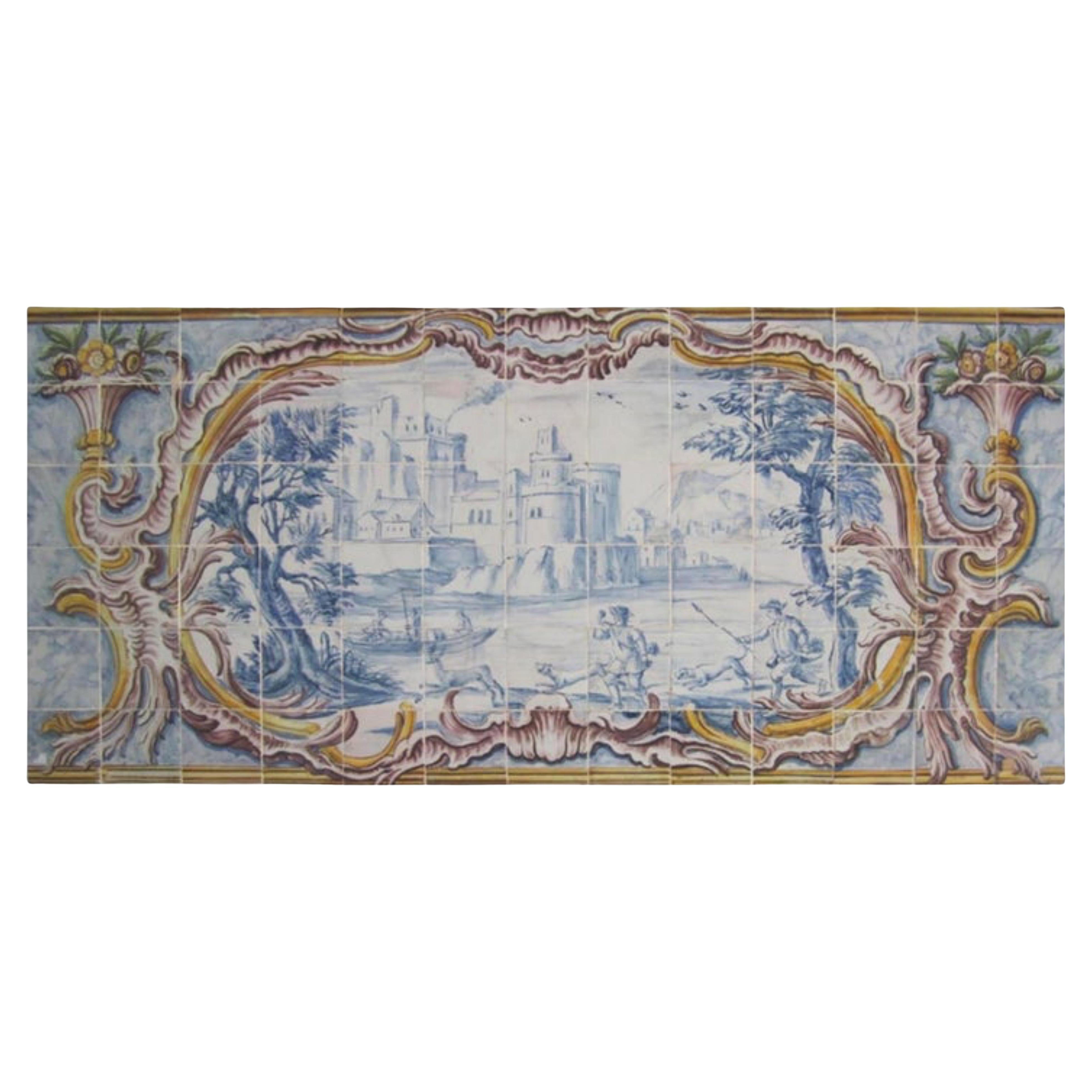 Pannello "Azulejos" portoghese del 18° secolo "Scena di campagna