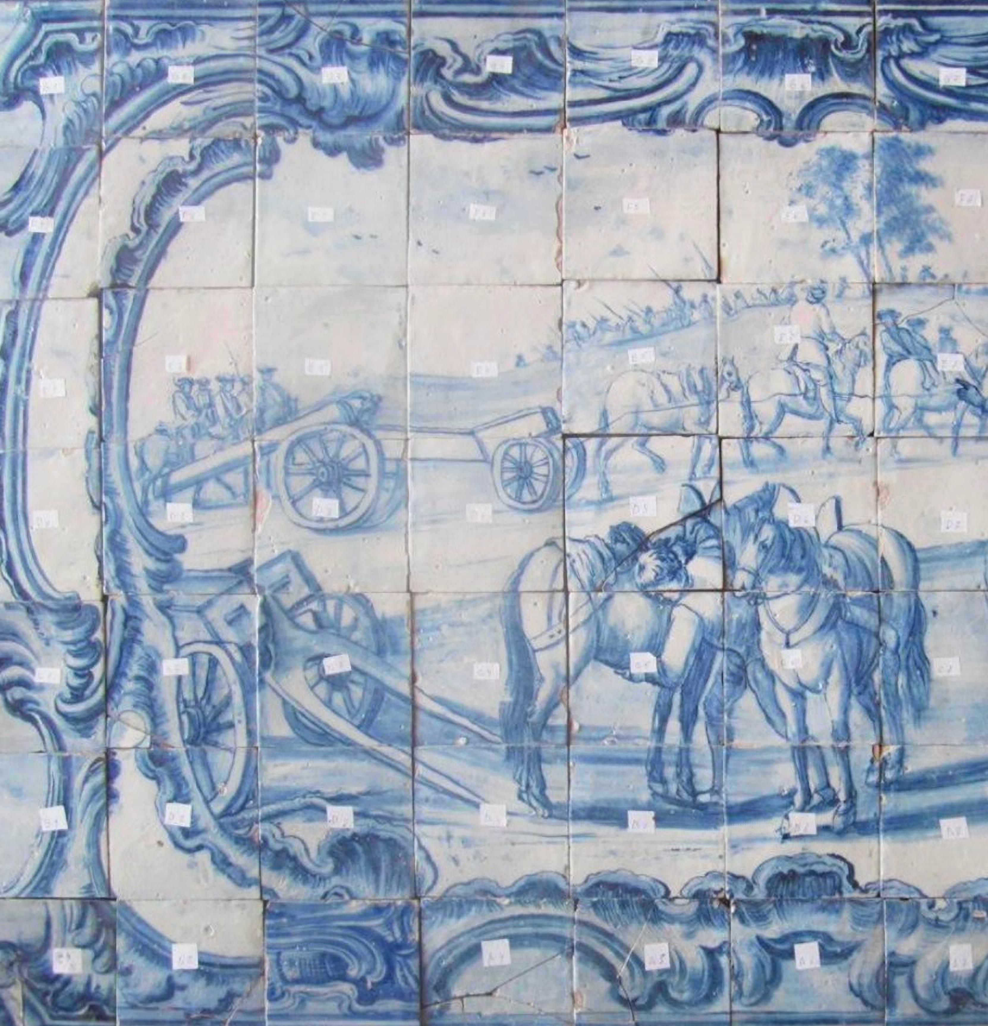 Portugais Panneau portugais du 18ème siècle « Azulejos » « Scène de monnaie » en vente
