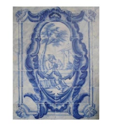 18th Century Portuguese "Azulejos" Panel "Hunting Scene"