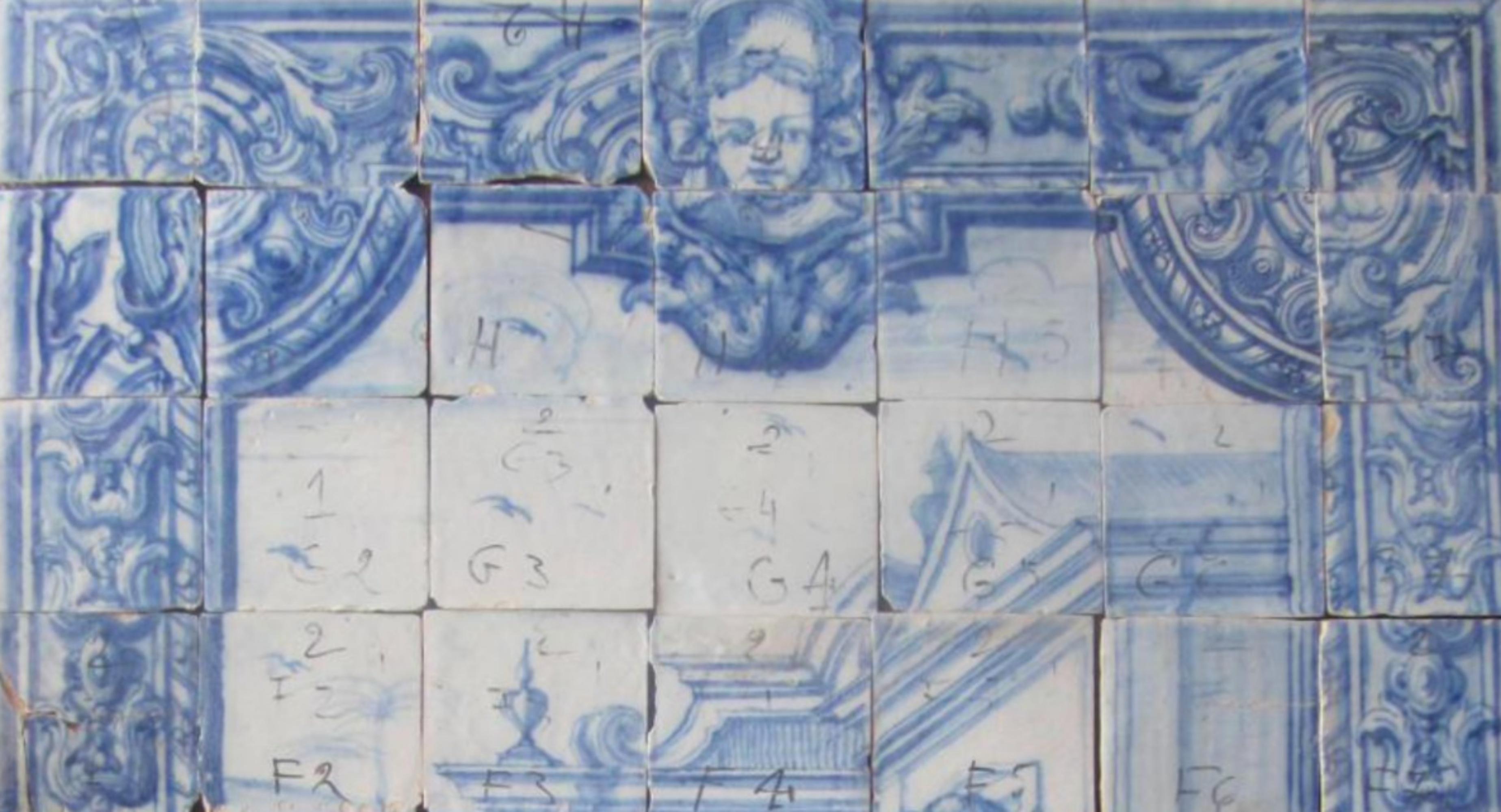 Portugiesische „“Azulejos“-Tafel aus dem 18. Jahrhundert mit „Leisure-Szene“ (Handgefertigt) im Angebot