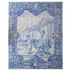 Portugiesische „ Azulejos“-Tafel „Leisure-Szene“ aus dem 18. Jahrhundert