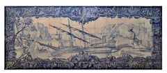 18th Century Portuguese "Azulejos" Panel "River Scene"
