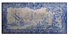 18th Century Portuguese "Azulejos" Panel "River Scene"