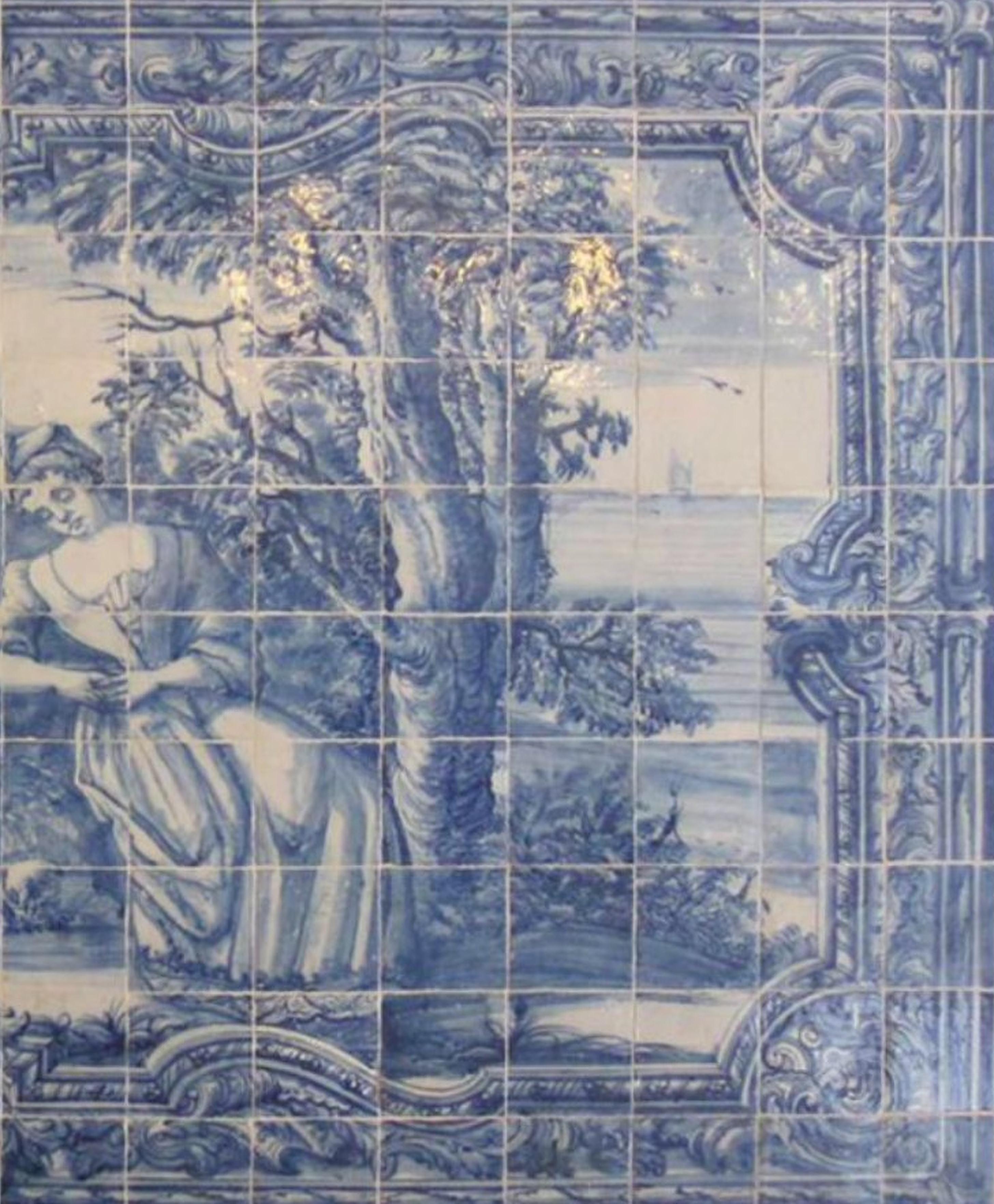 Portugiesische „“Azulejos“-Tafel aus dem 18. Jahrhundert mit „römischer Szene“ (Barock) im Angebot