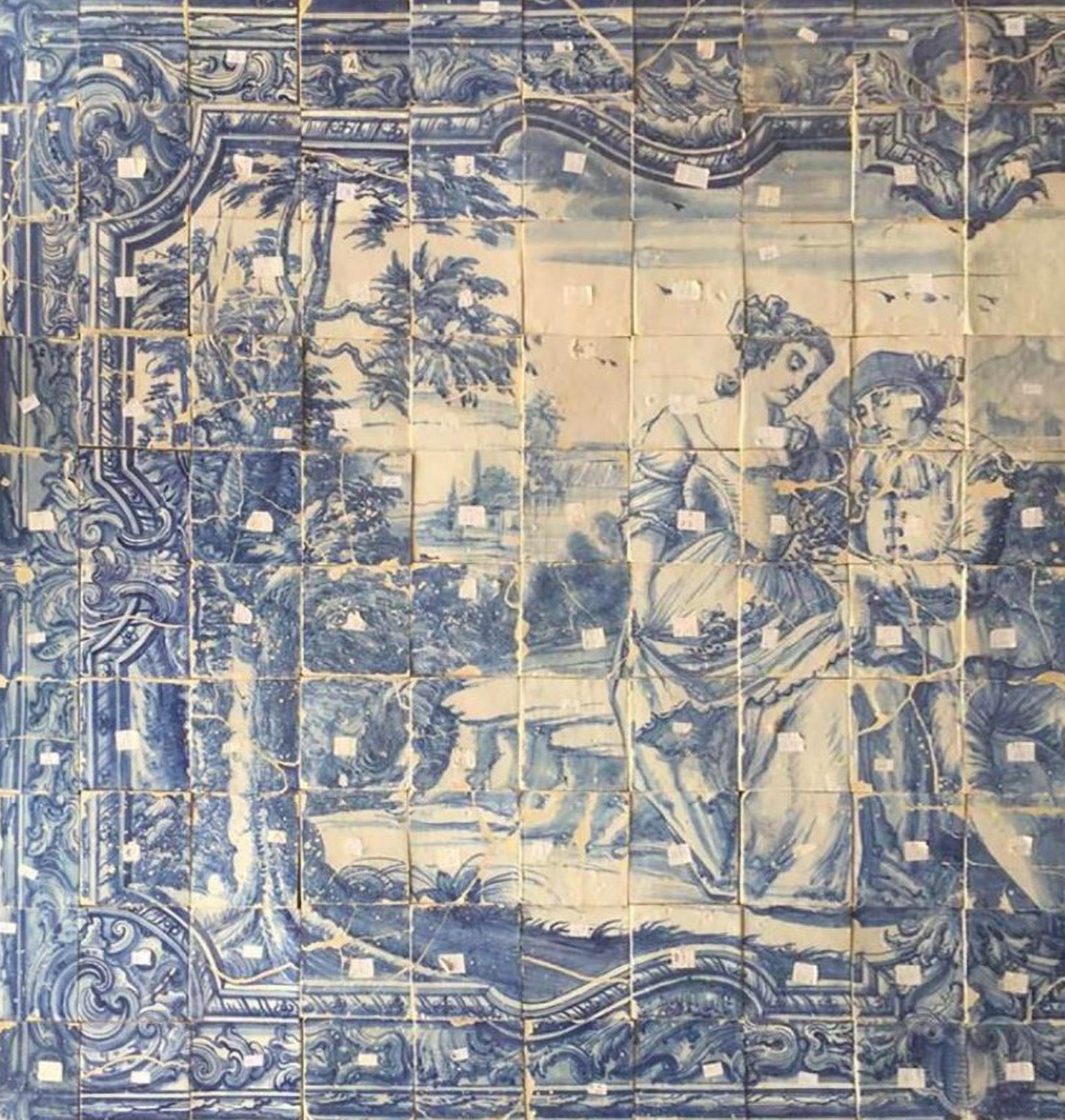 Portugais Panneau portugais du 18ème siècle « Azulejos » « Scène romaine » en vente