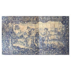 Portugiesische „ Azulejos“-Tafel „Romantische Szene“ aus dem 18. Jahrhundert