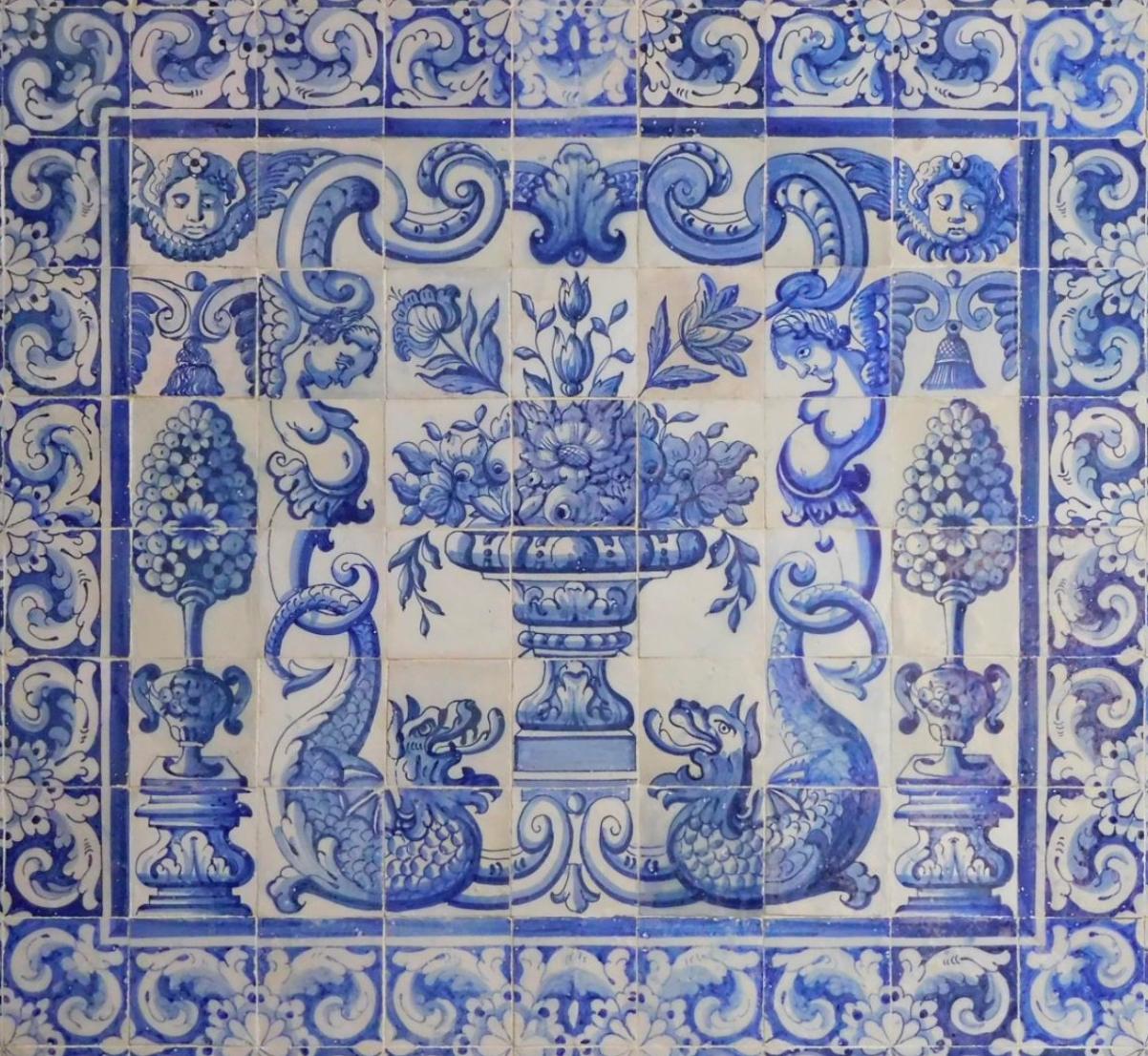 Portugais Panneau portugais du 18ème siècle « Azulejos » « Vase » en vente