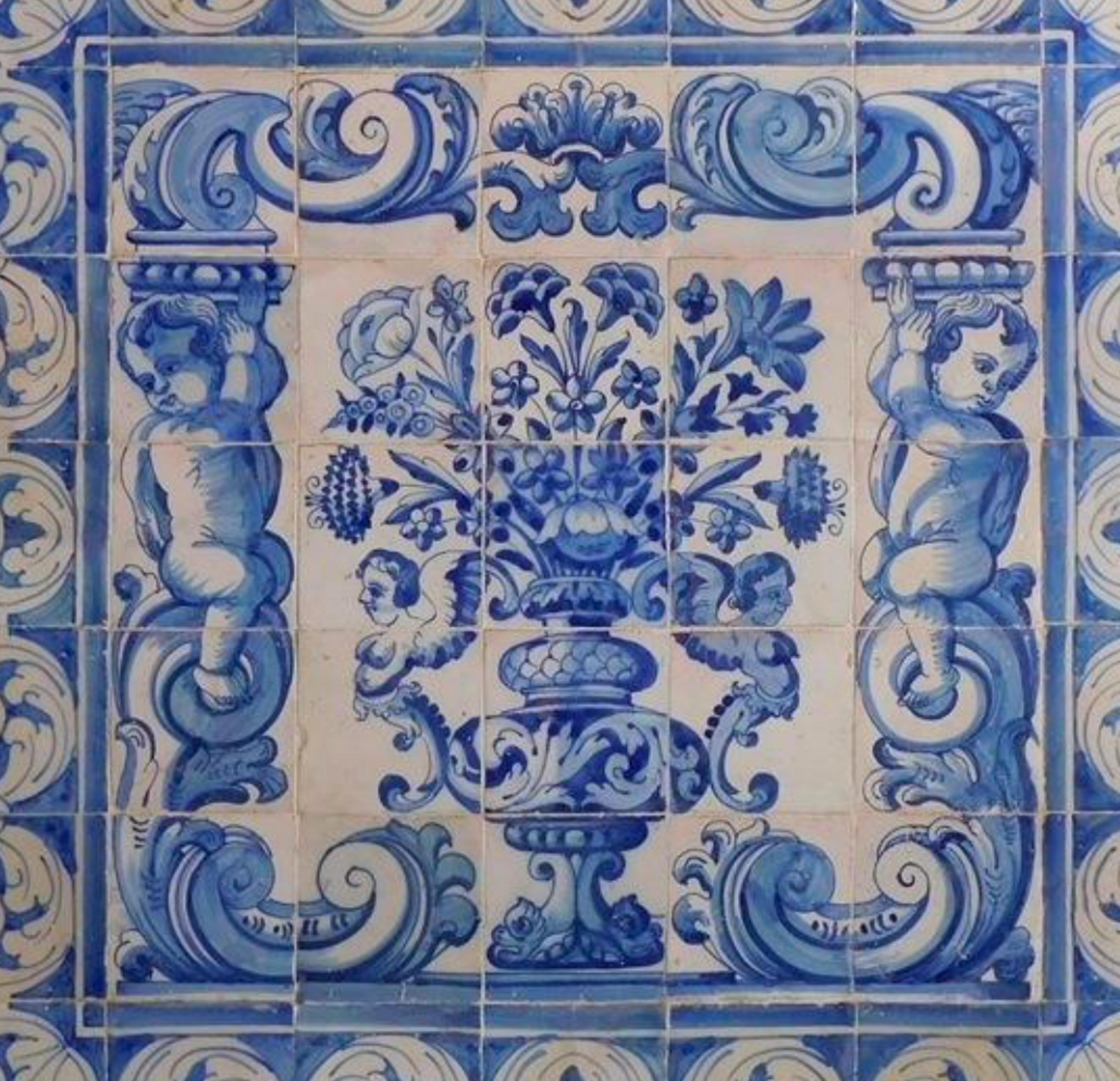 Panneau portugais du 18ème siècle « Azulejos » « Vase » Bon état - En vente à Madrid, ES