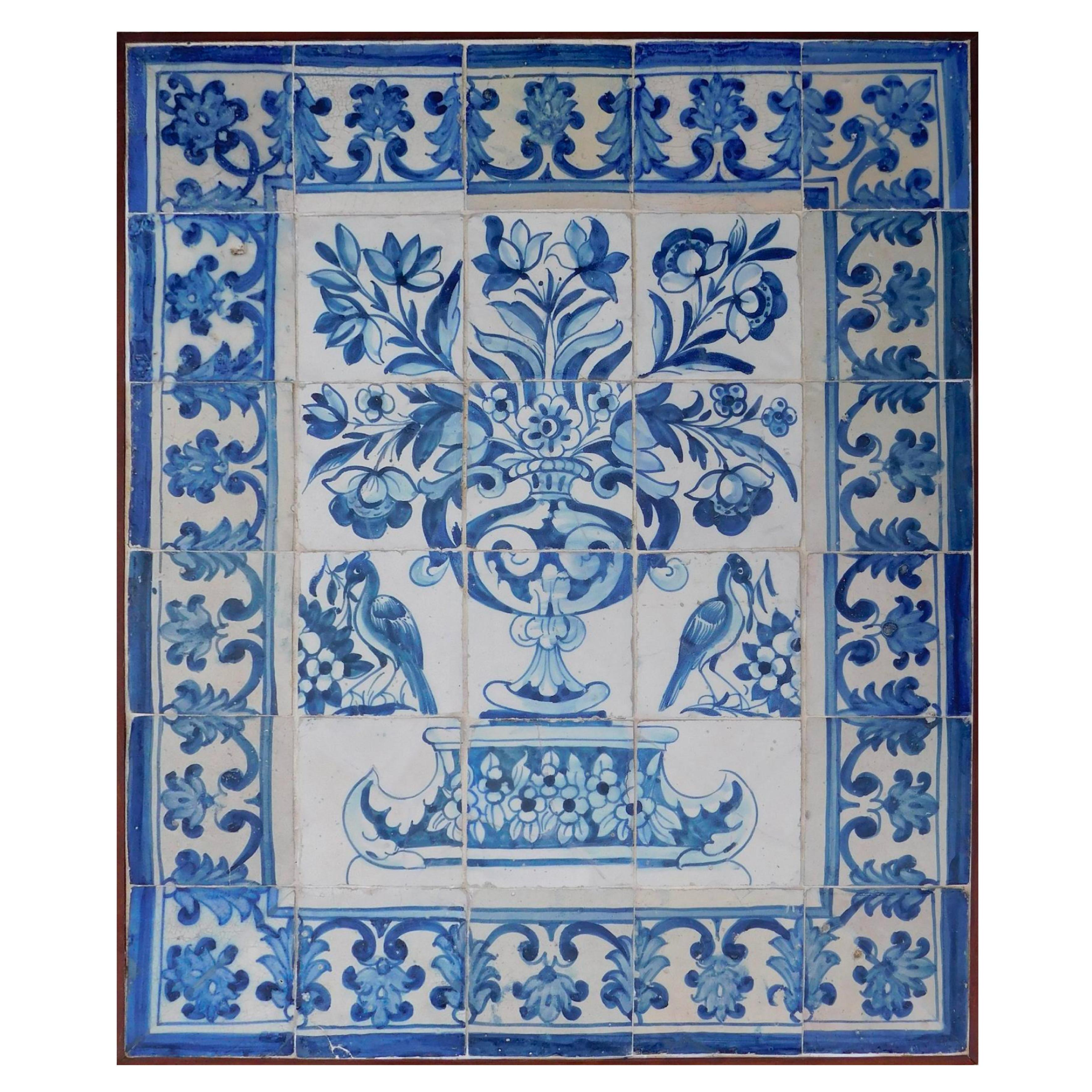 17th Century Portuguese "Azulejos" Panel "Vase"