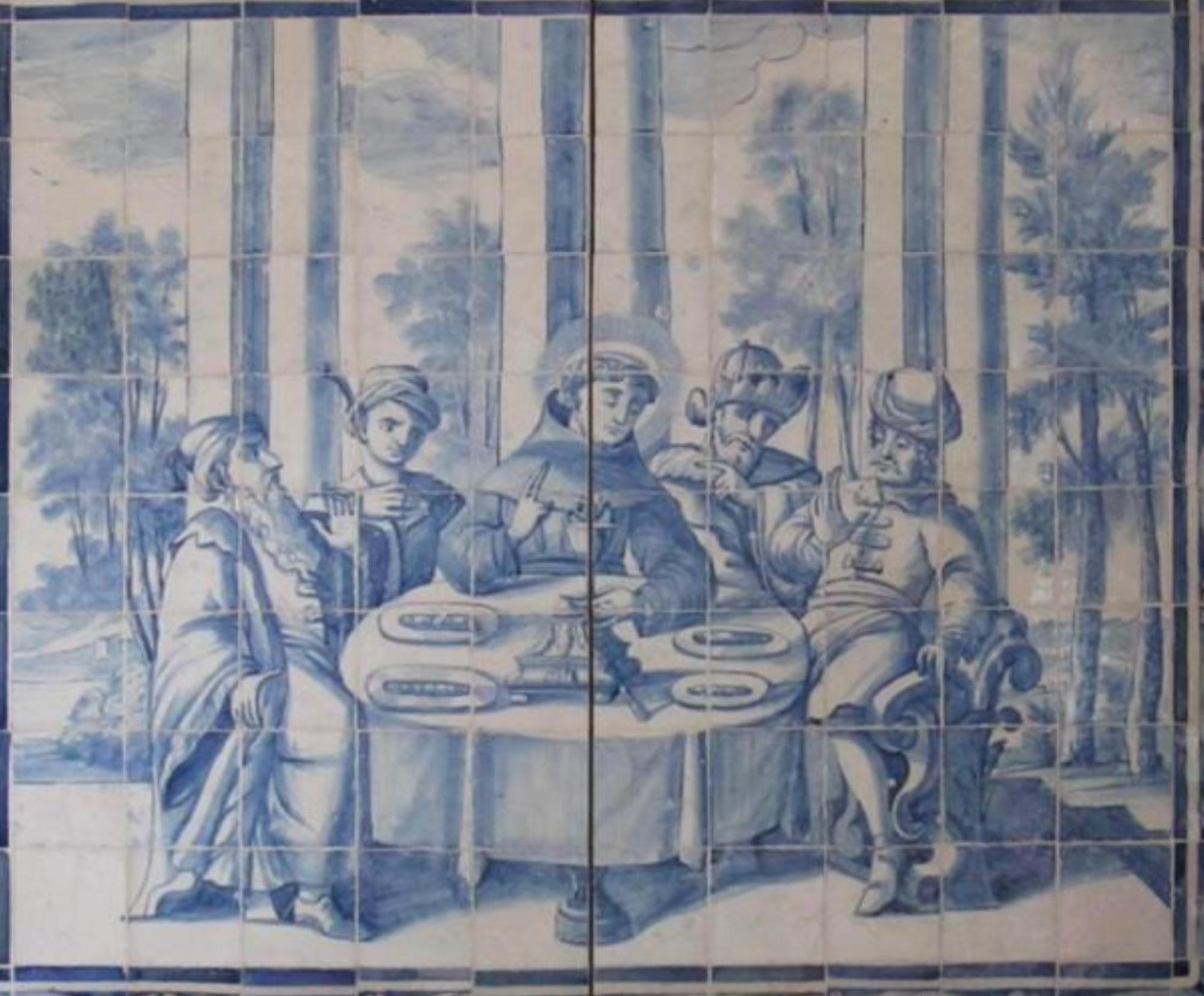 Alliance vierge portugaise du XVIIIe siècle 
Mesures : 196 cm x 168 cm
168 carreaux

Importante note : ce panneau est accompagné des carreaux restaurés du 18ème siècle.
Le panneau est livré comme s'il s'agissait d'un tableau avec un squelette