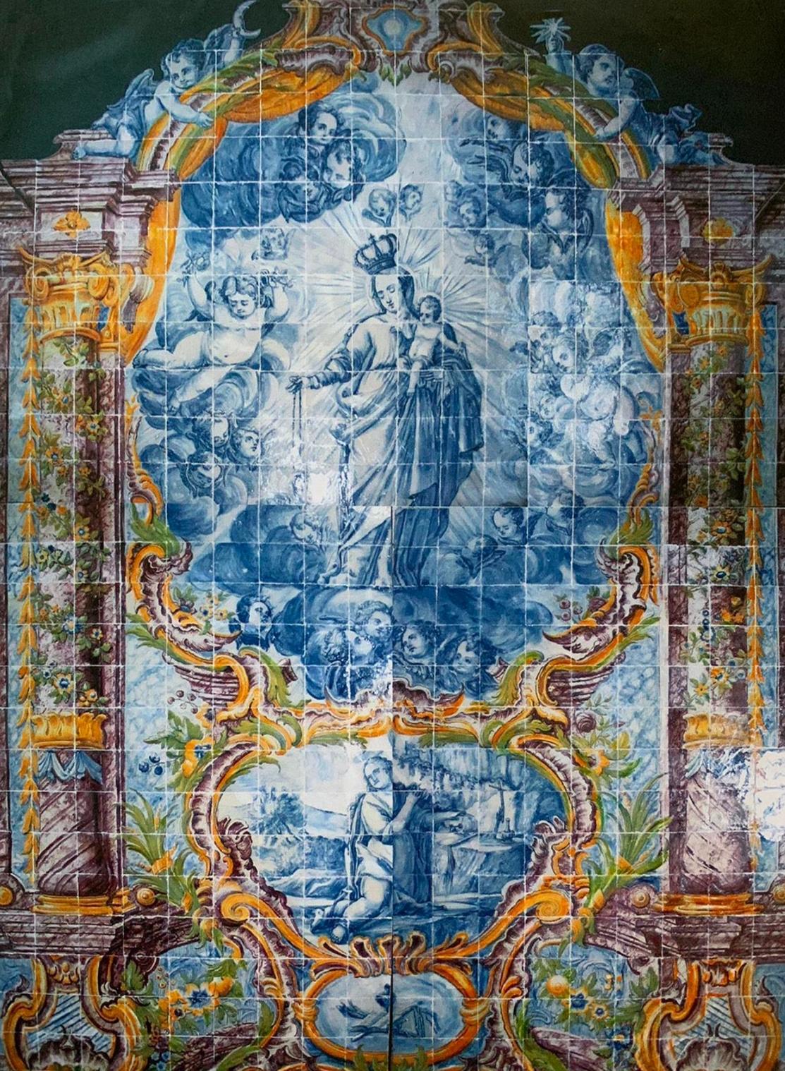 Portugais « Azulejos », le Virgen, portugais du 18e siècle en vente