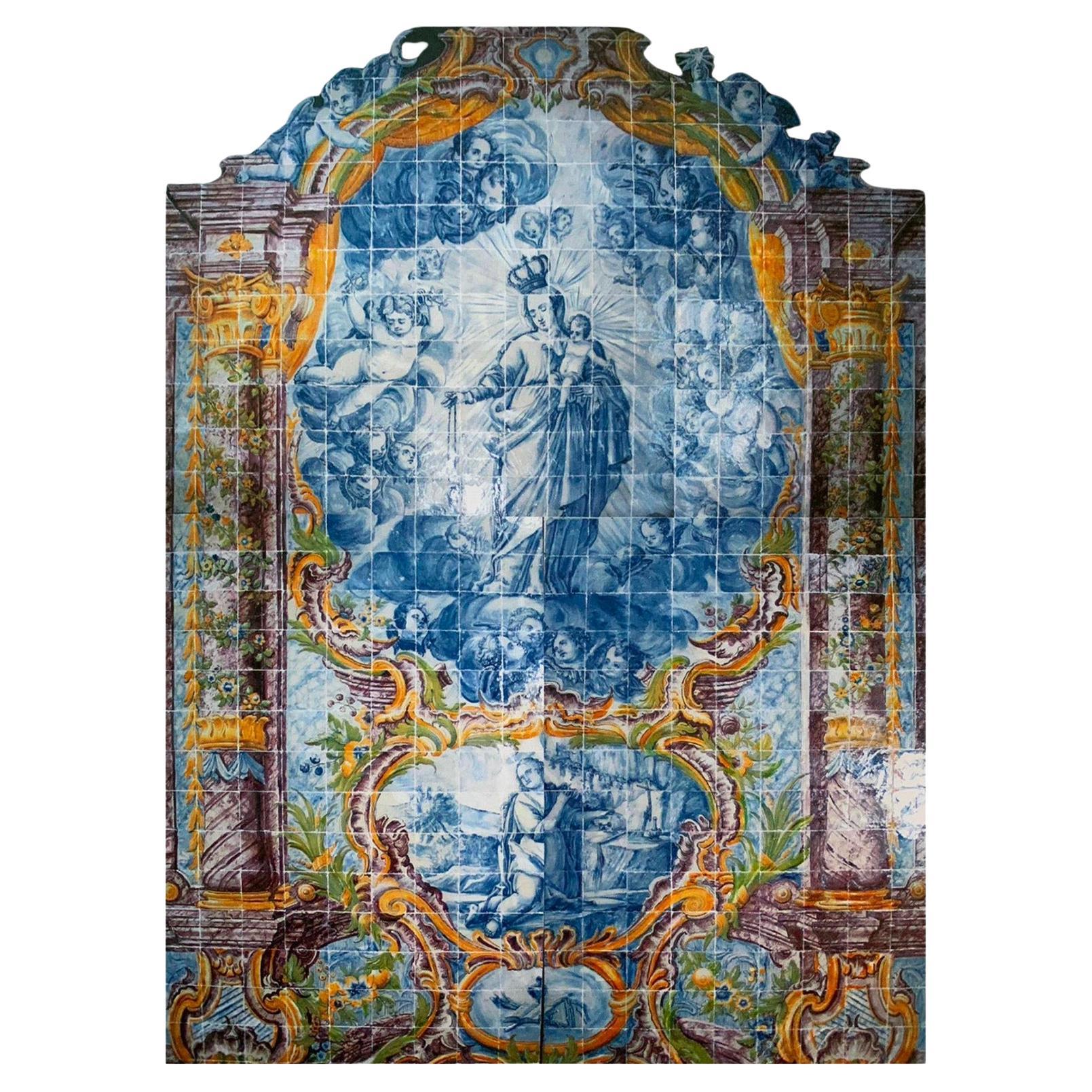18th Century Portuguese "Azulejos" The Virgen" For Sale