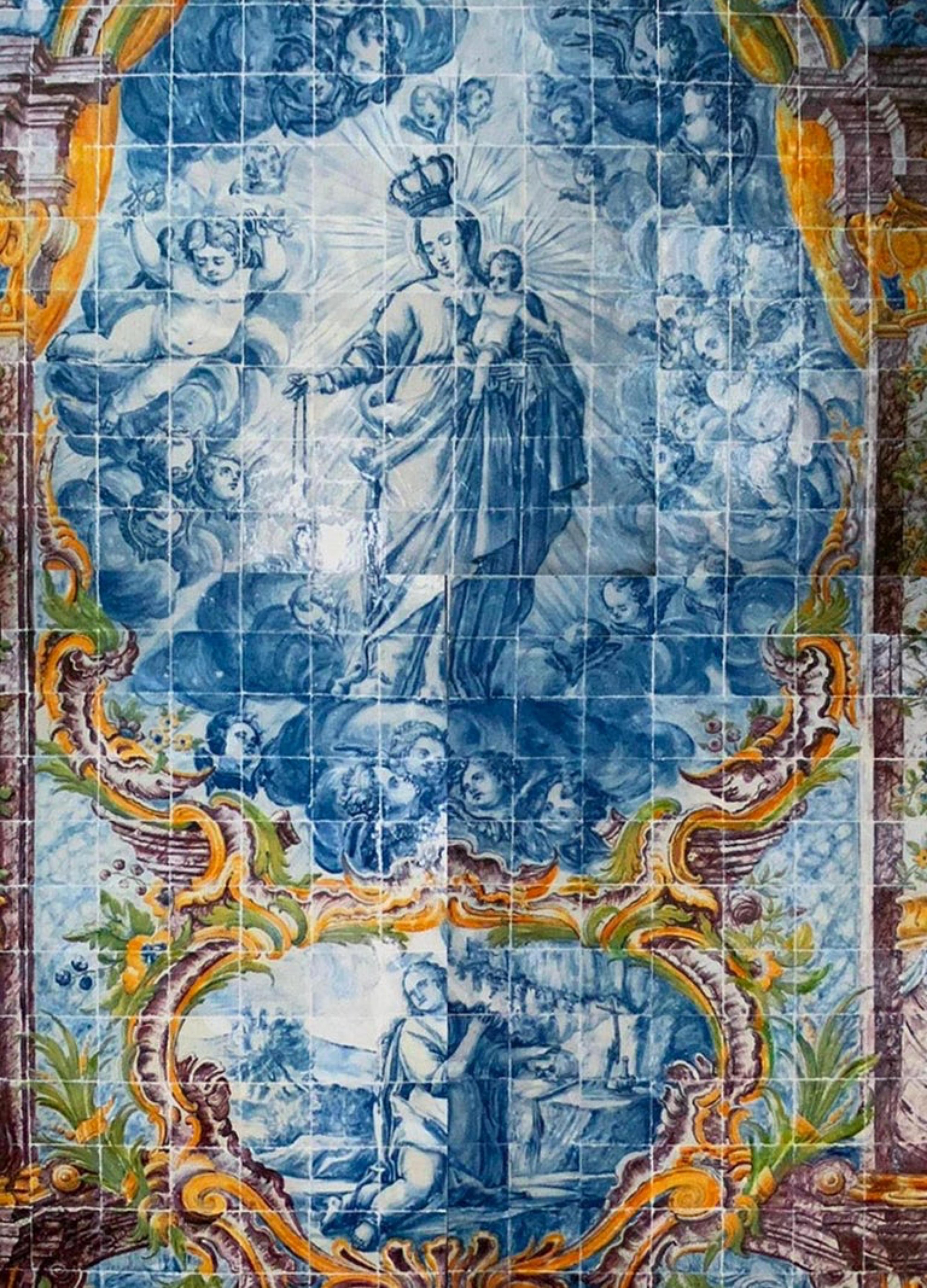 Portugais « Azulejos », le Virgen, portugais du 18e siècle en vente