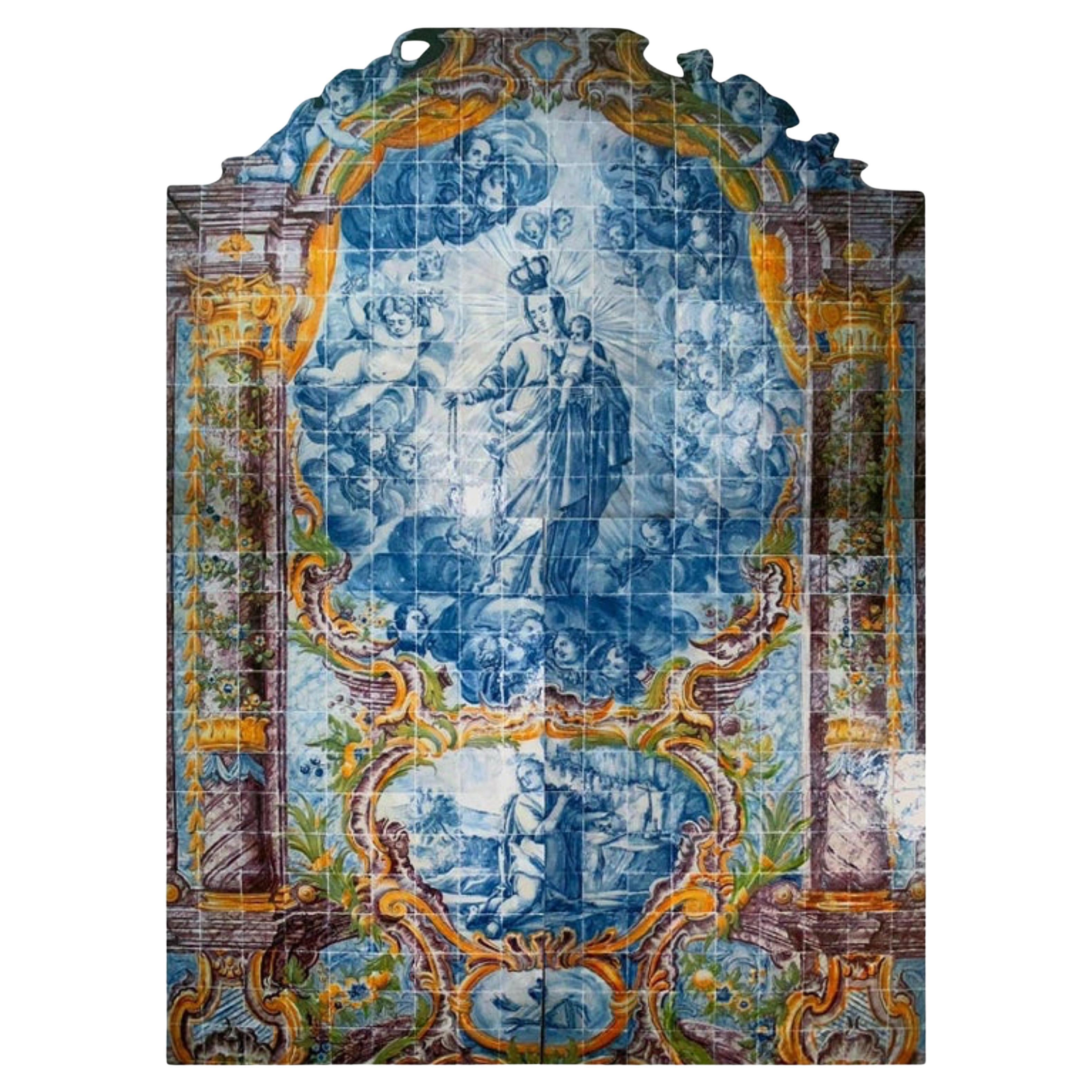 18th Century Portuguese "Azulejos" The Virgen"