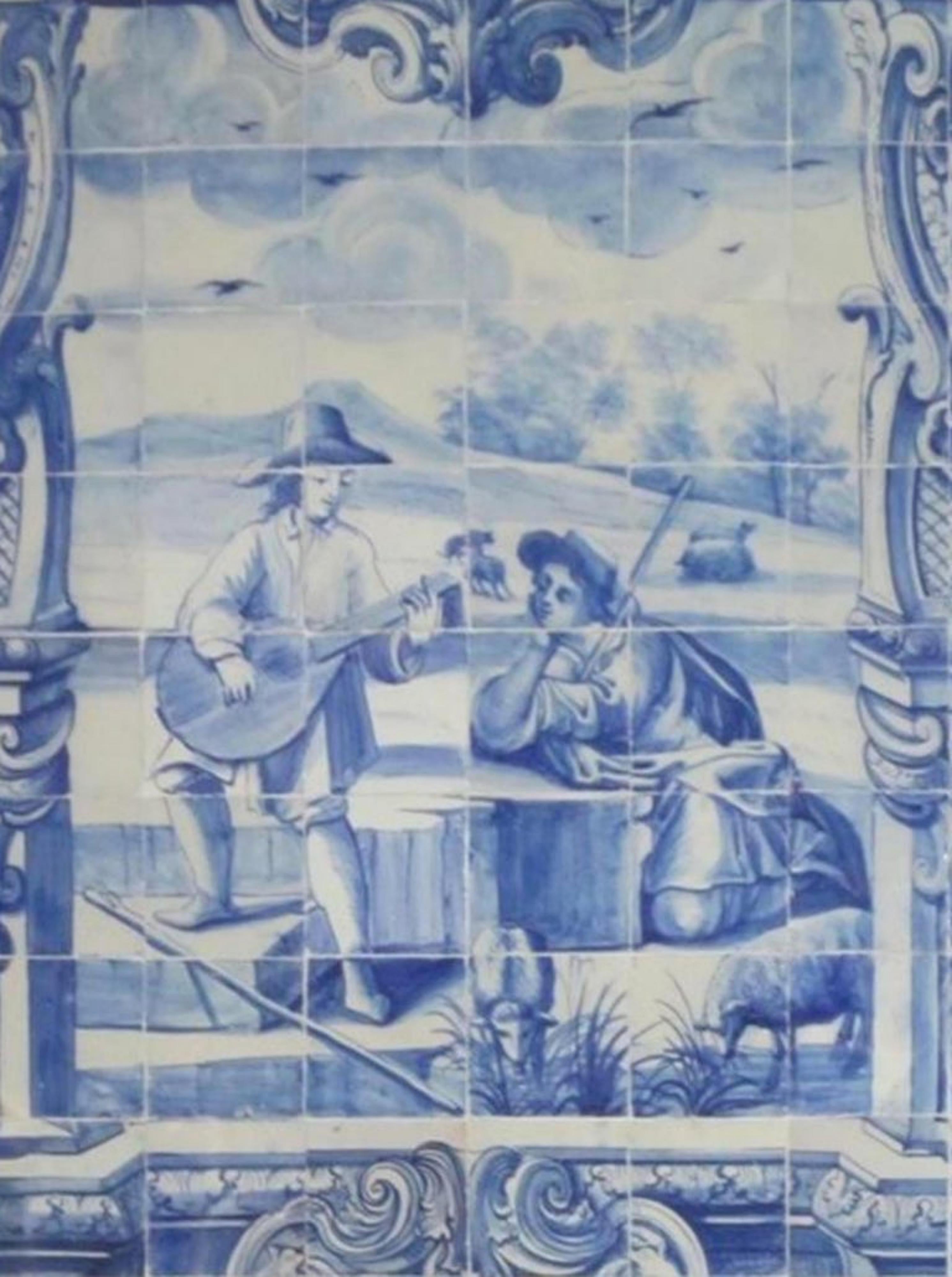 Portugais Troubadour portugais du 18ème siècle « Azulejos » en vente