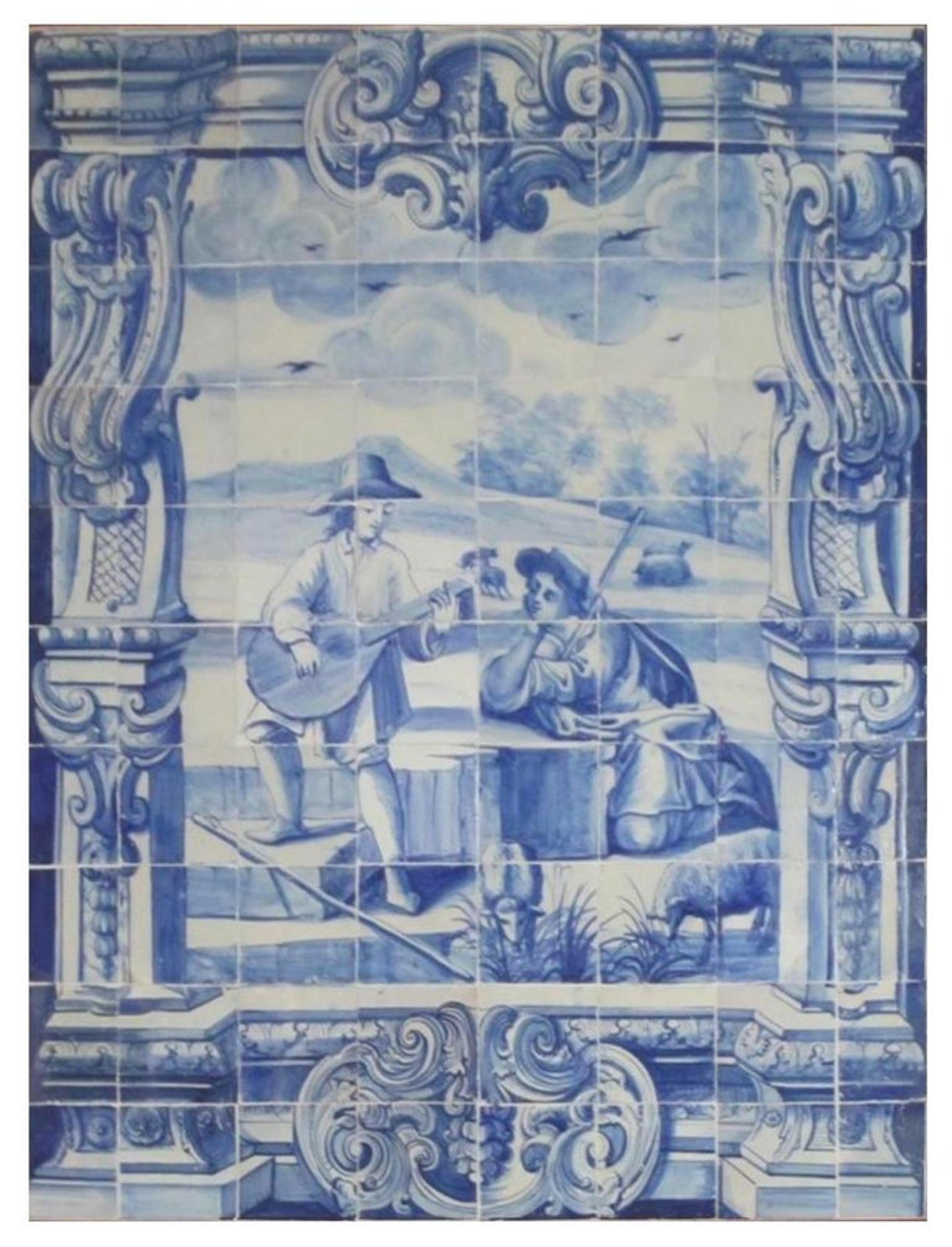 Fait main Troubadour portugais du 18ème siècle « Azulejos » en vente