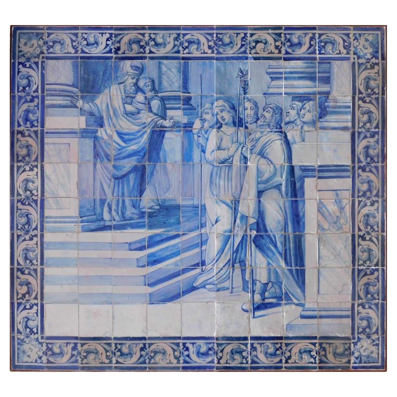 18th Century Portuguese " Azulejos " Virgin Wedding " For Sale