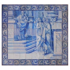 Antique 18th Century Portuguese " Azulejos " Virgin Wedding "