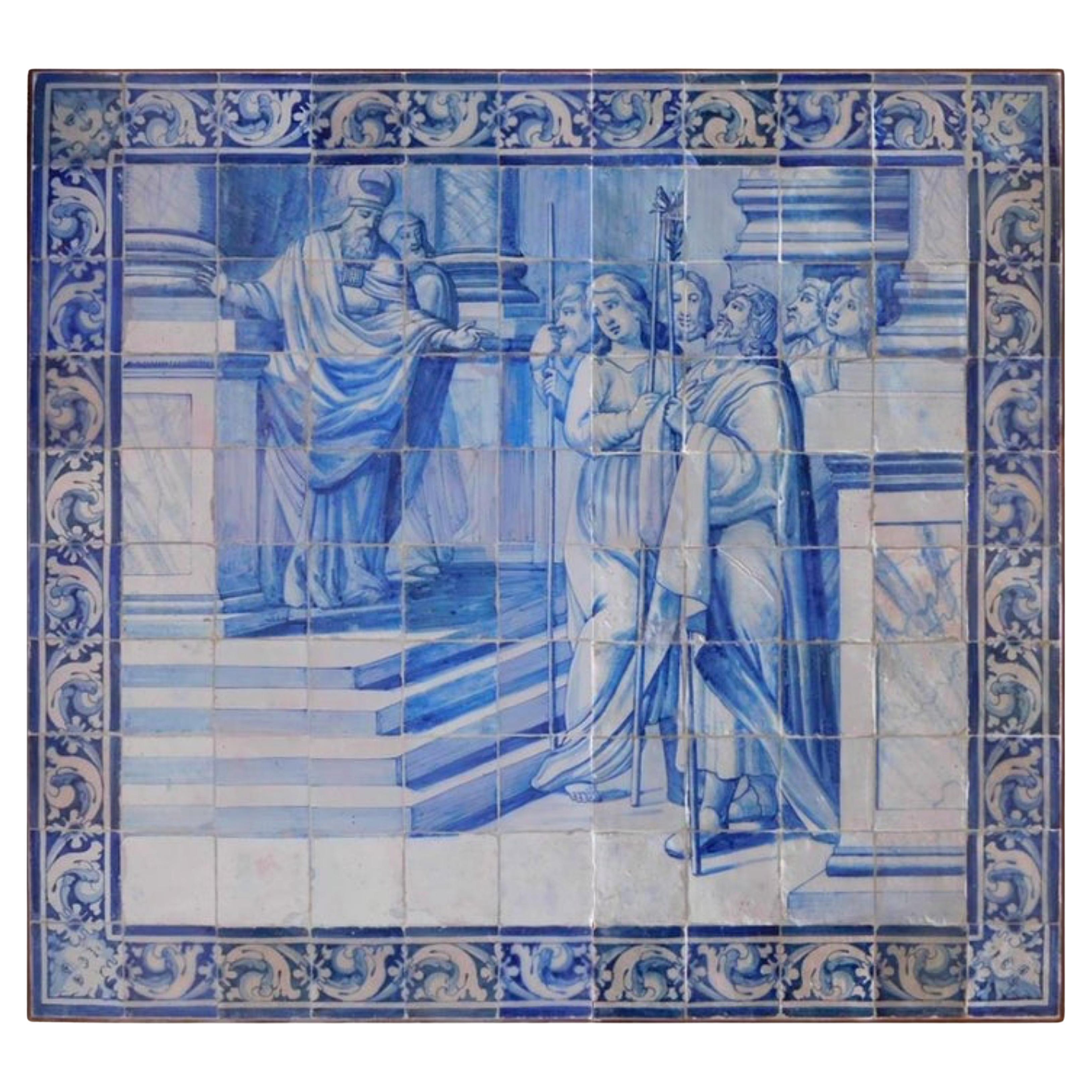 Portugiesische „ Azulejos“-Hochzeit der Jungfrau aus dem 18. Jahrhundert im Angebot