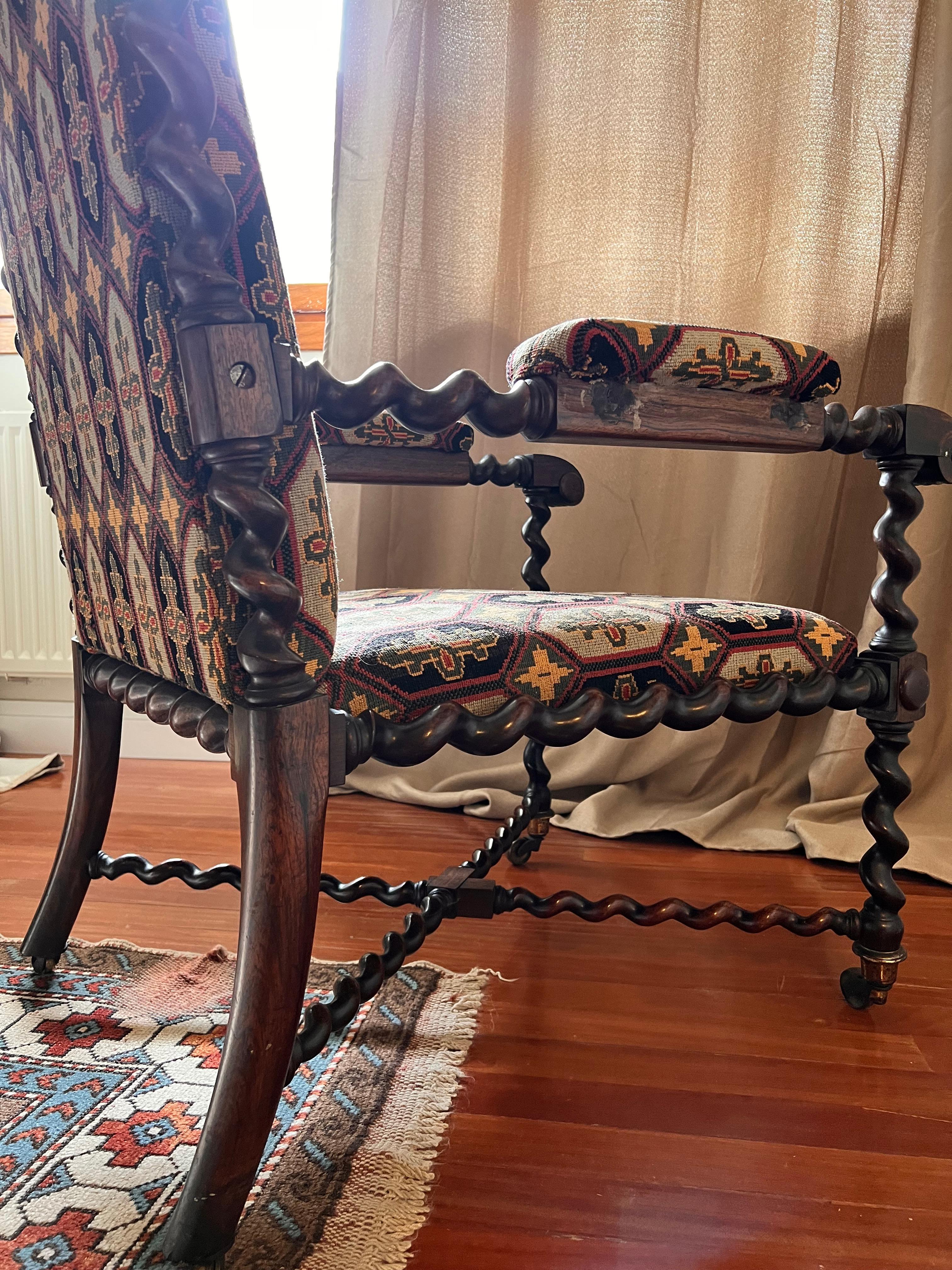 18th Century Portuguese Baroque Chair Brazil, Rosewood 3