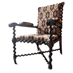 18th Century Portuguese Baroque Chair Brazil, Rosewood