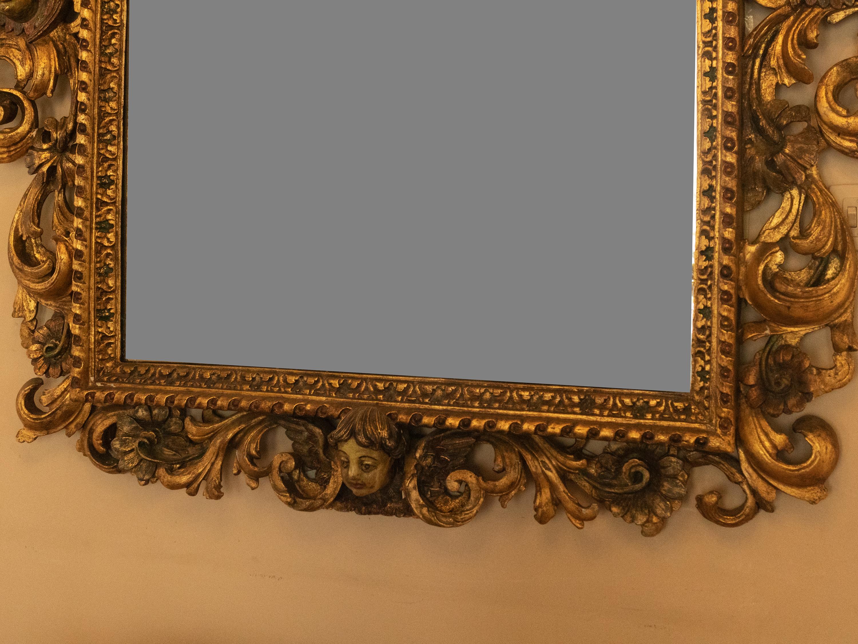 Baroque Miroir portugais d'époque baroque du 18ème siècle doré en vente