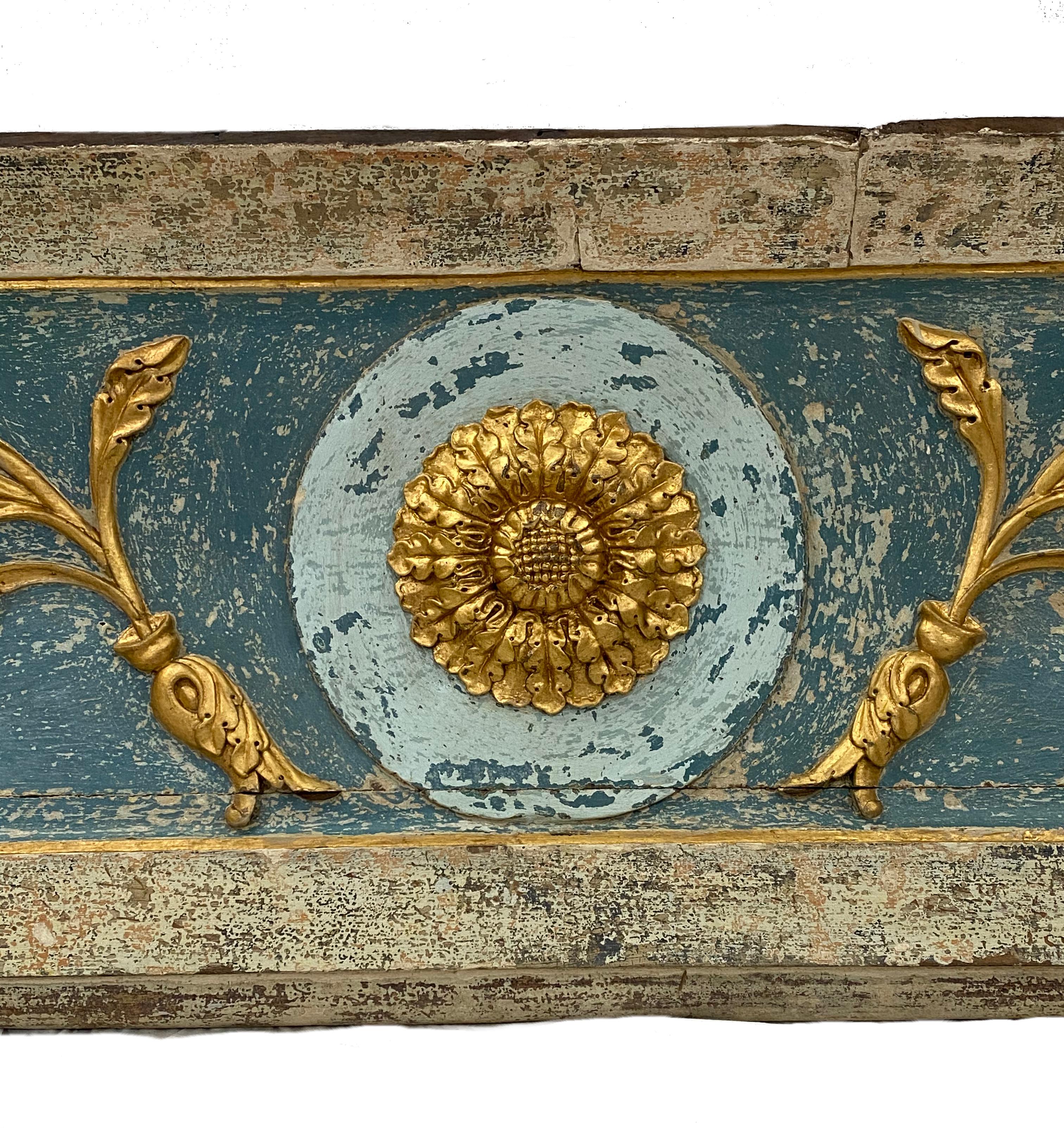 18th Century and Earlier 18th Century Portuguese Blue Gold and White Fragment Headboard Piece