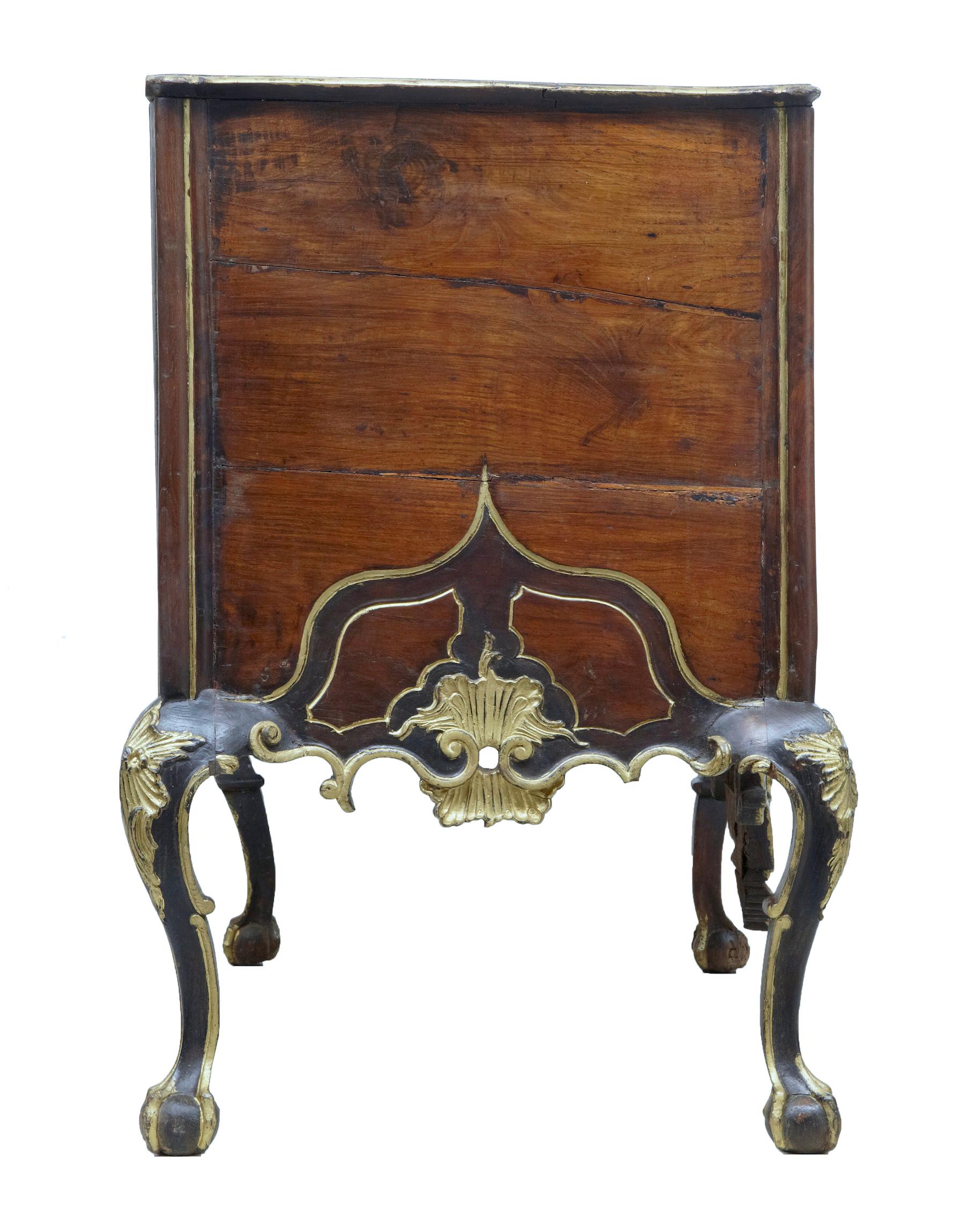 18th Century Portuguese Carved Walnut and Gilt Commode 1